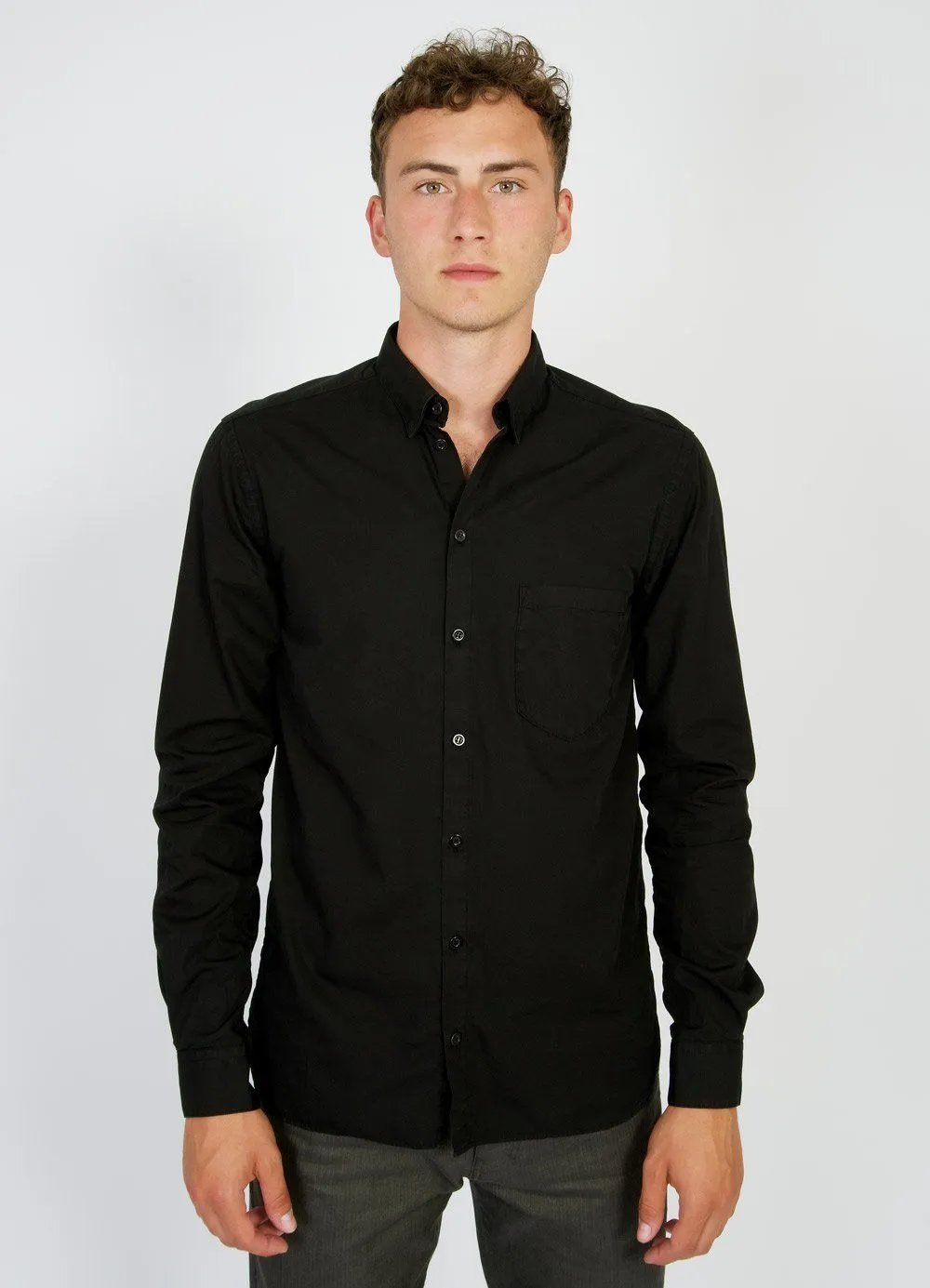 HAAKON | Hidden Button Down Shirt | Black