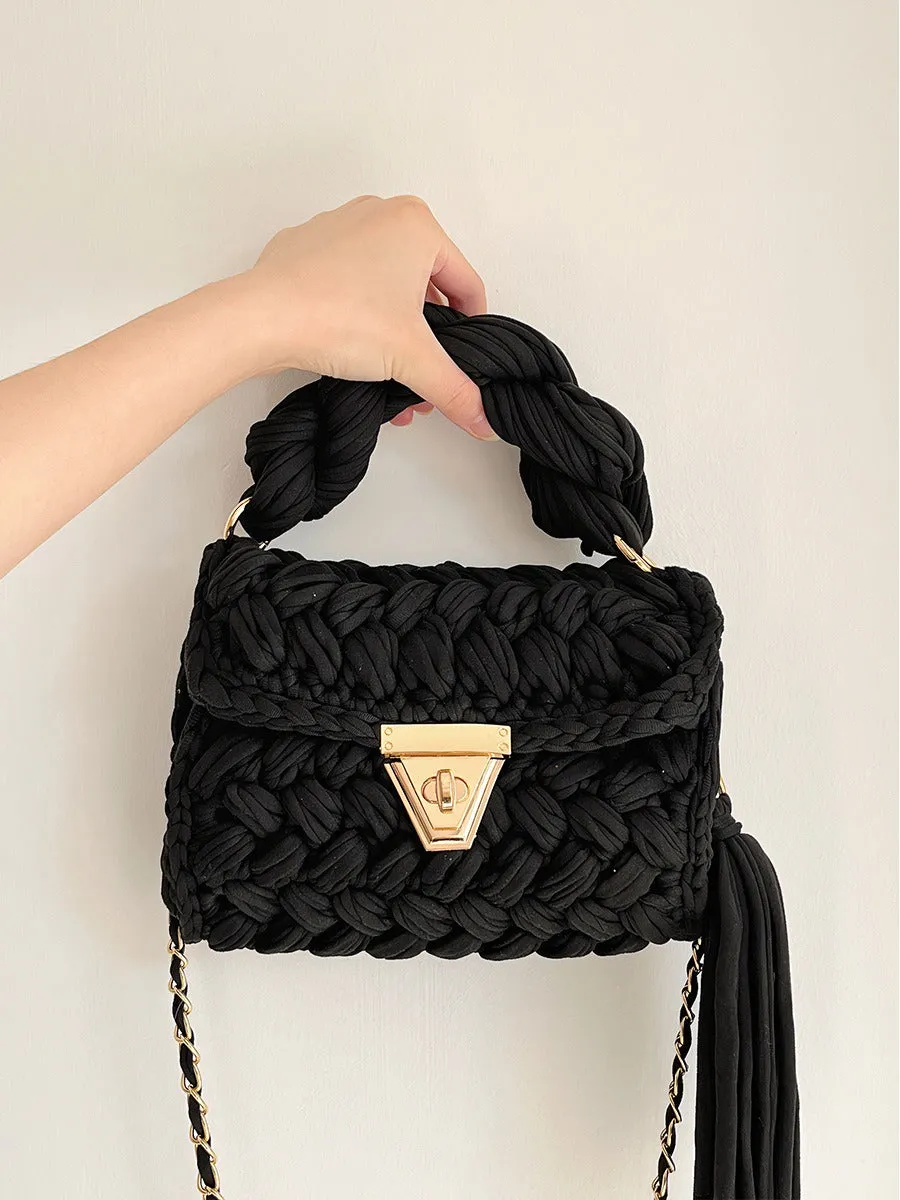 Hand woven crochet bag