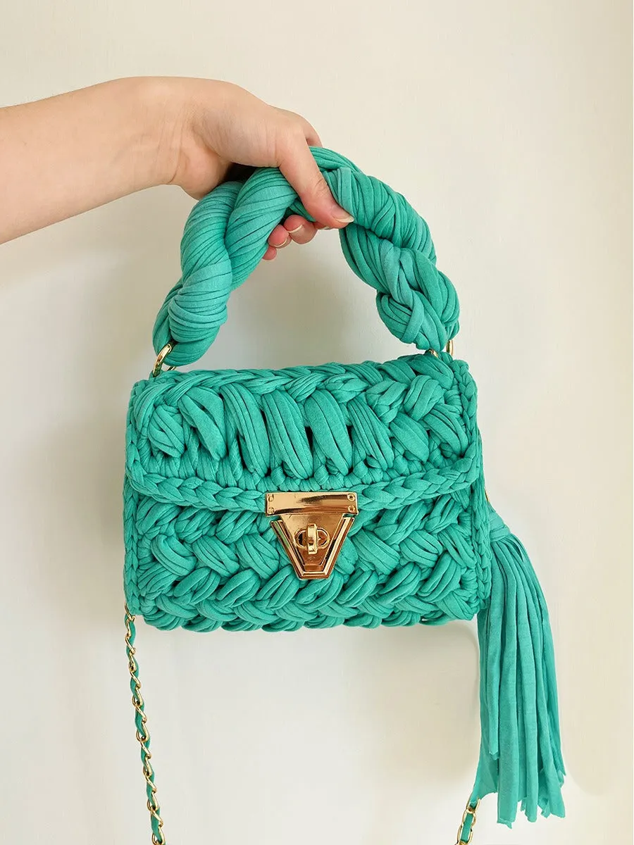 Hand woven crochet bag