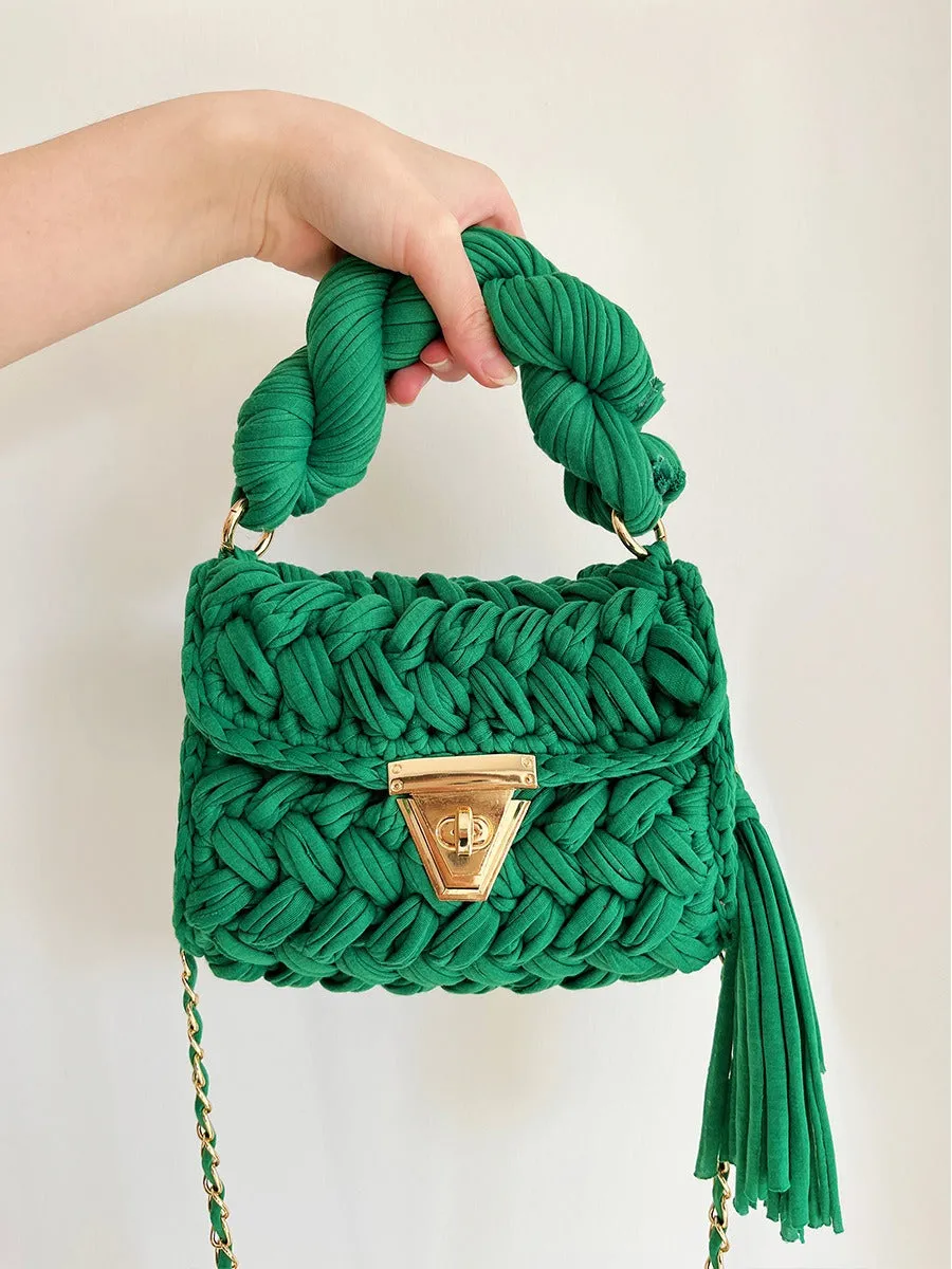 Hand woven crochet bag