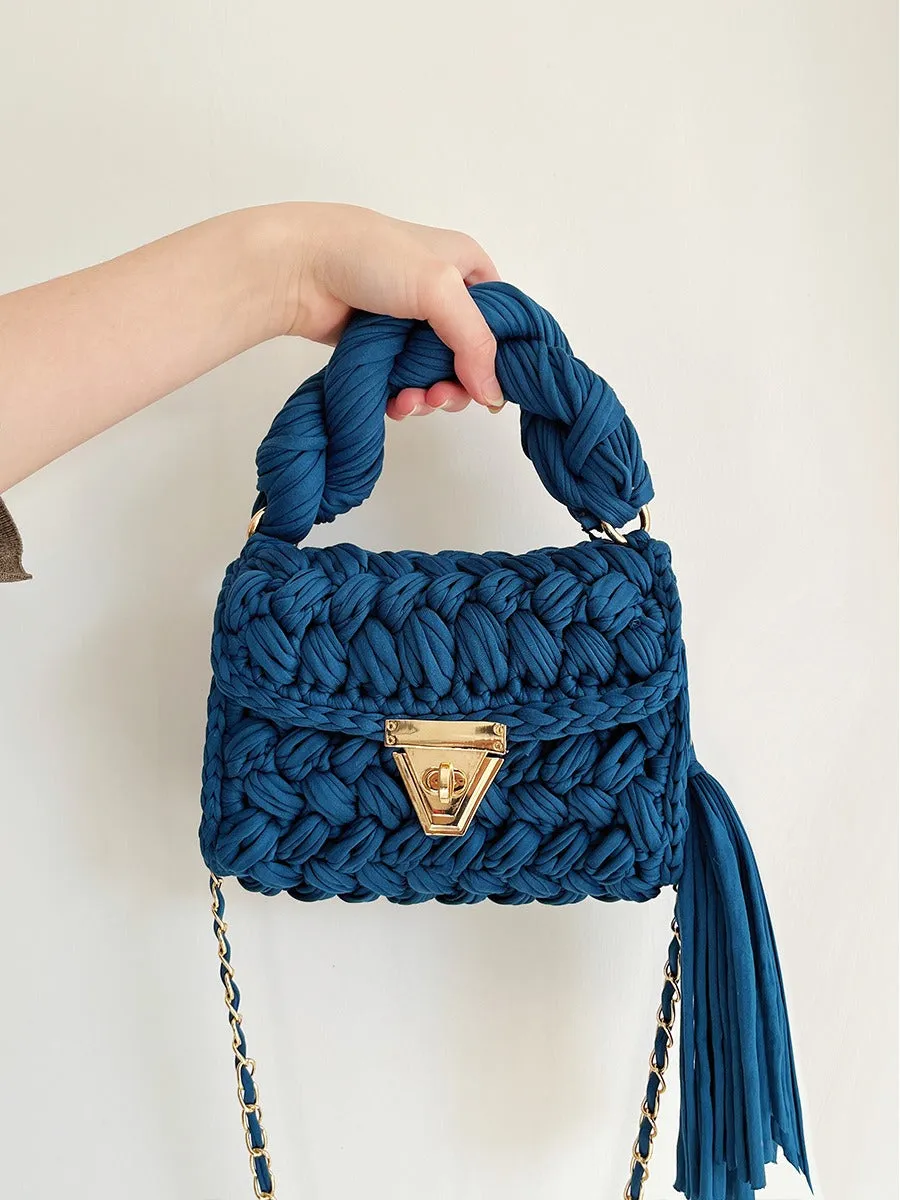 Hand woven crochet bag