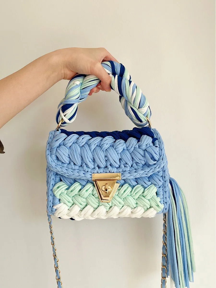 Hand woven crochet bag