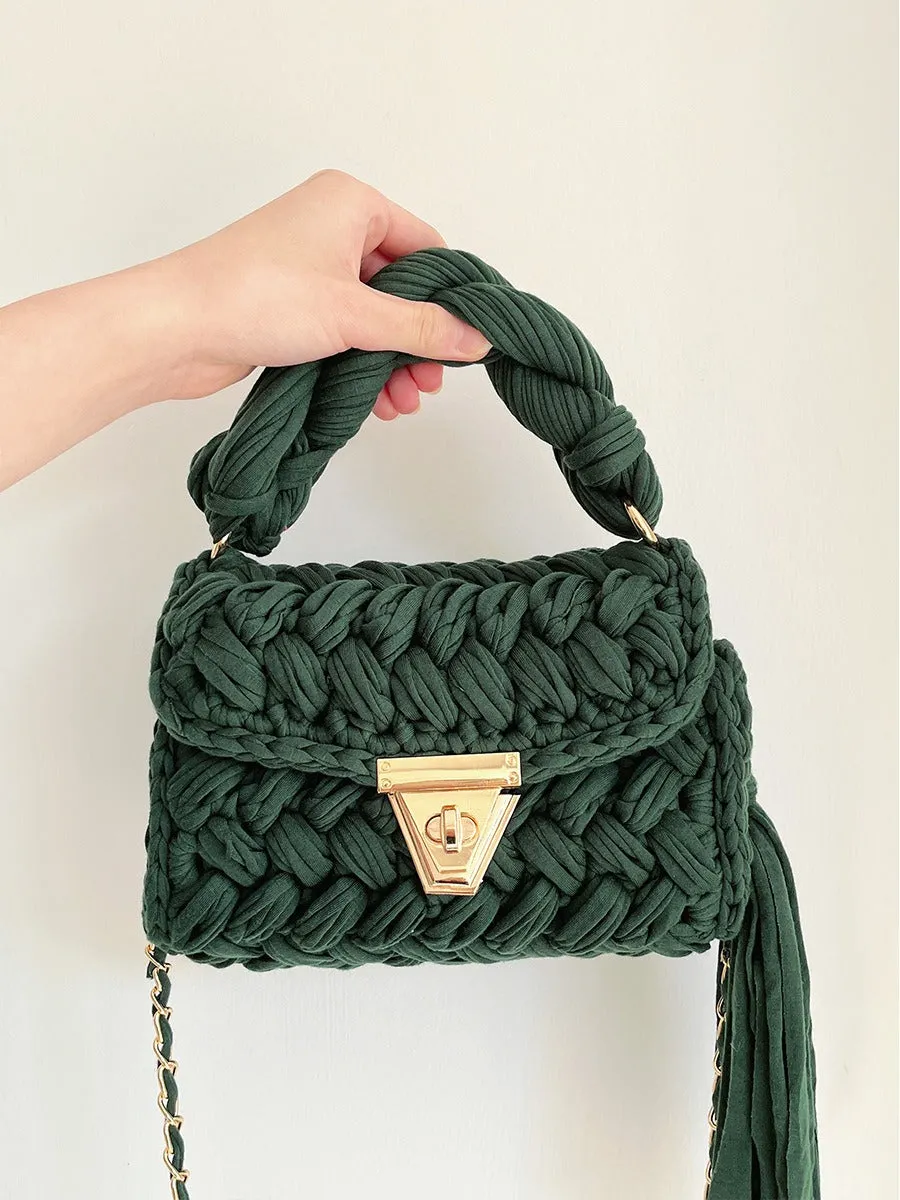 Hand woven crochet bag