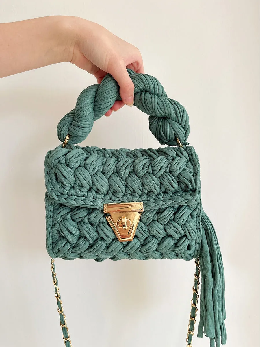 Hand woven crochet bag