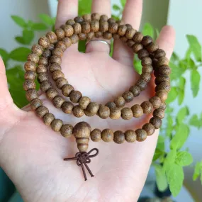 Handmade 108 Beads Tiger Speckle Agarwood Bracelet Necklace | Prayer Mala Beads Meditation Buddhism Zen