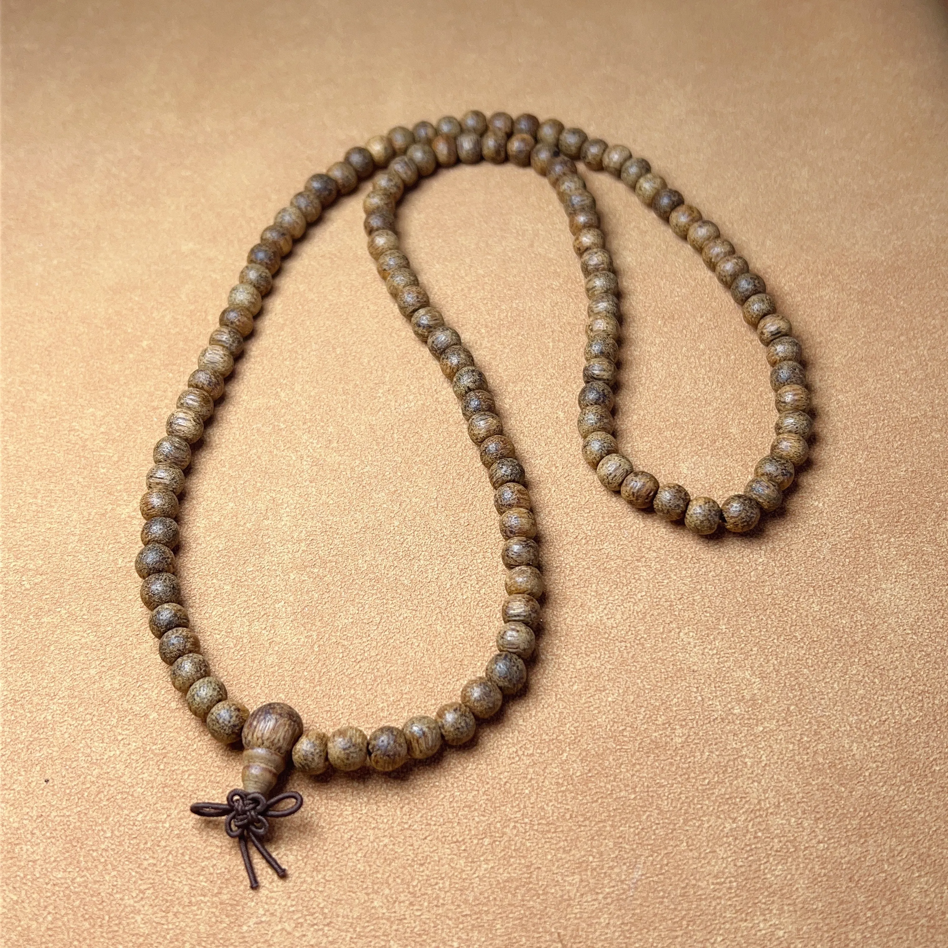 Handmade 108 Beads Tiger Speckle Agarwood Bracelet Necklace | Prayer Mala Beads Meditation Buddhism Zen