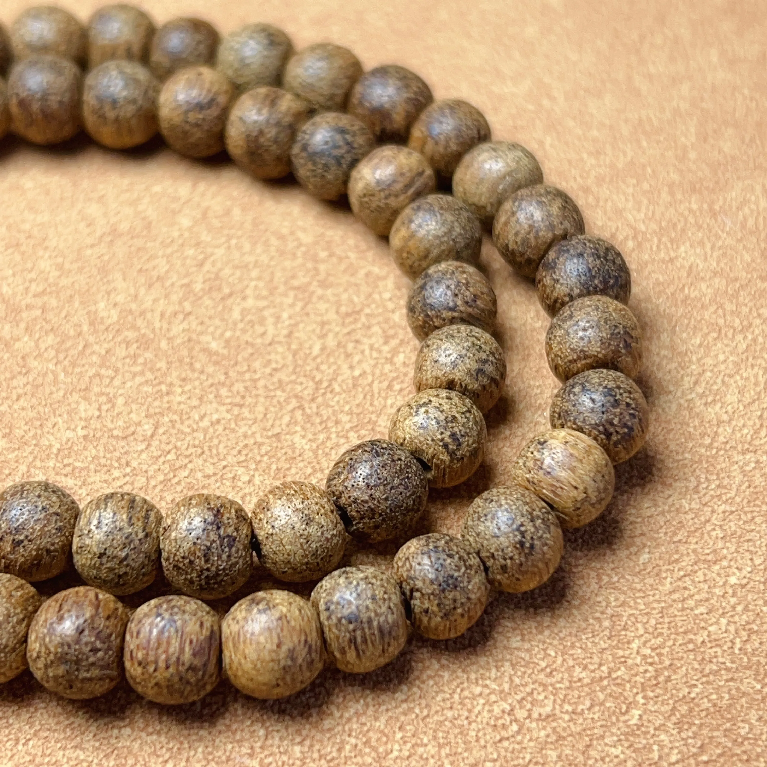 Handmade 108 Beads Tiger Speckle Agarwood Bracelet Necklace | Prayer Mala Beads Meditation Buddhism Zen