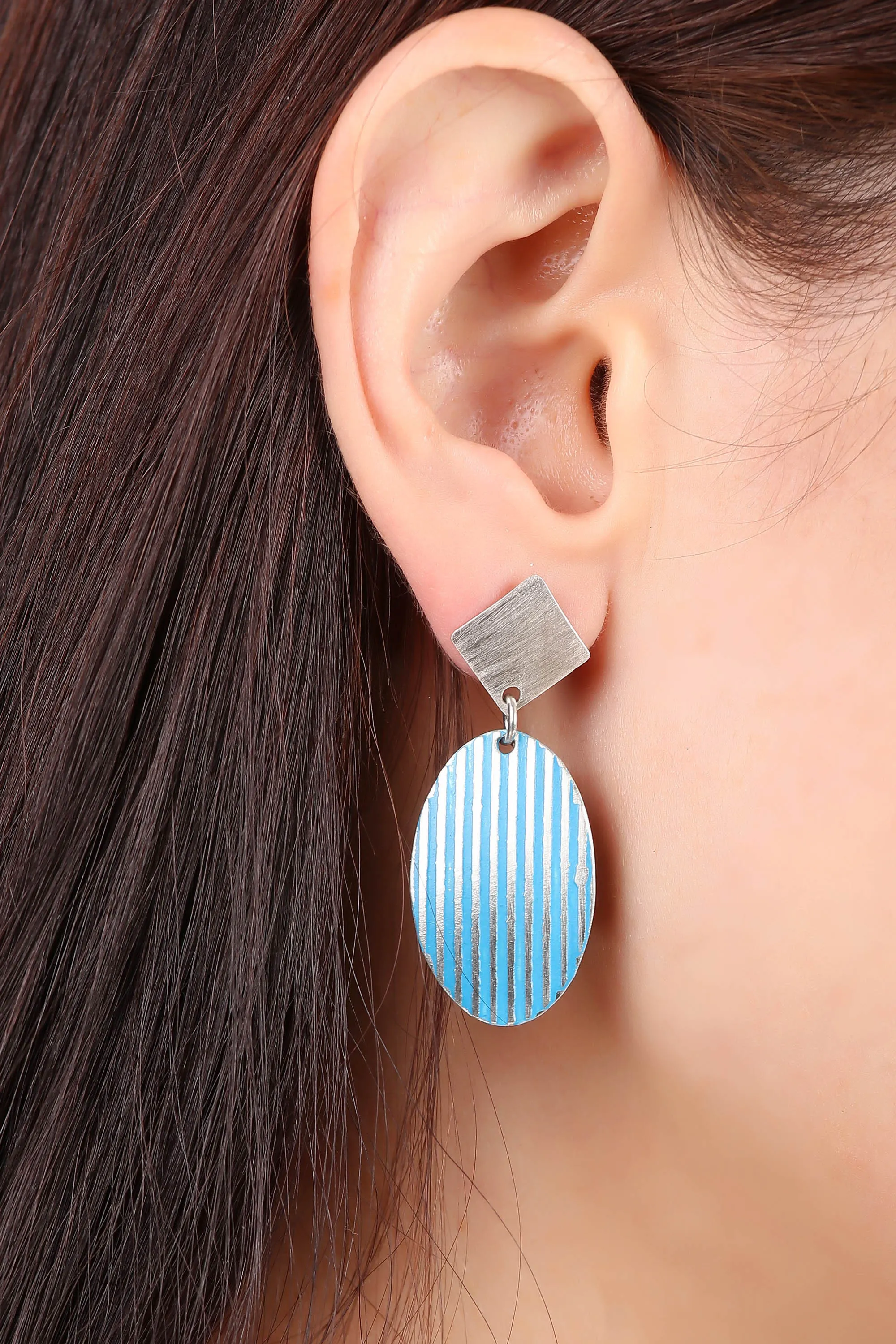 Hema Oval earrings, blue - Wholesale