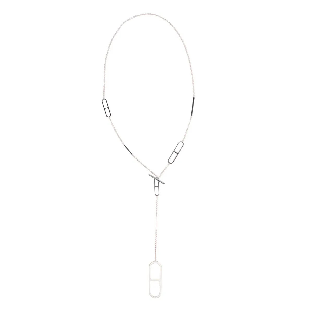 Hermes Silver Ever Chaine D'Ancre Long Necklace