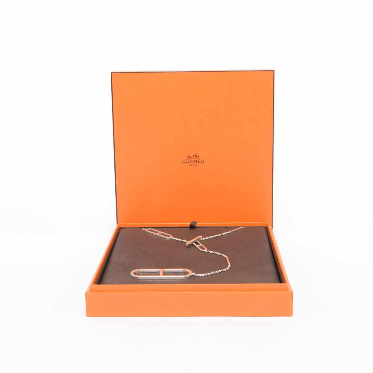 Hermes Silver Ever Chaine D'Ancre Long Necklace