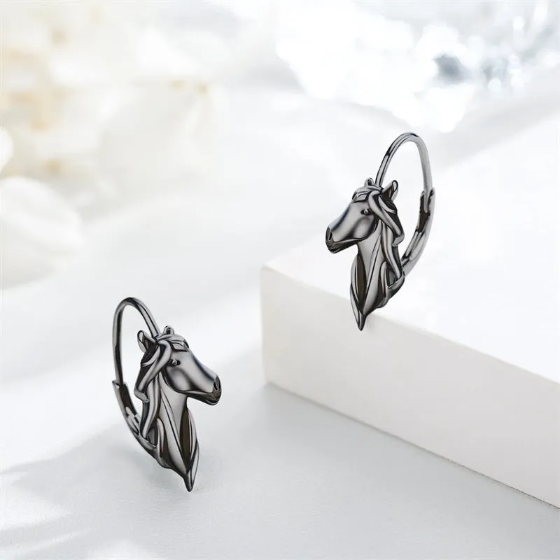 Horse Earrings 925 Sterling Silver Animal Horse Stud Earrings Horse Jewelry Gifts for Mother's Day Women Girls Horse Lovers