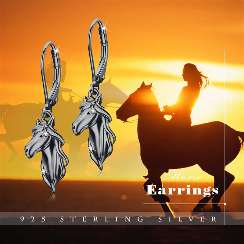 Horse Earrings 925 Sterling Silver Animal Horse Stud Earrings Horse Jewelry Gifts for Mother's Day Women Girls Horse Lovers