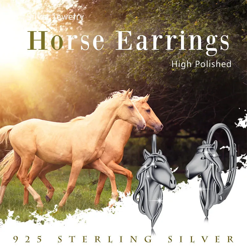 Horse Earrings 925 Sterling Silver Animal Horse Stud Earrings Horse Jewelry Gifts for Mother's Day Women Girls Horse Lovers