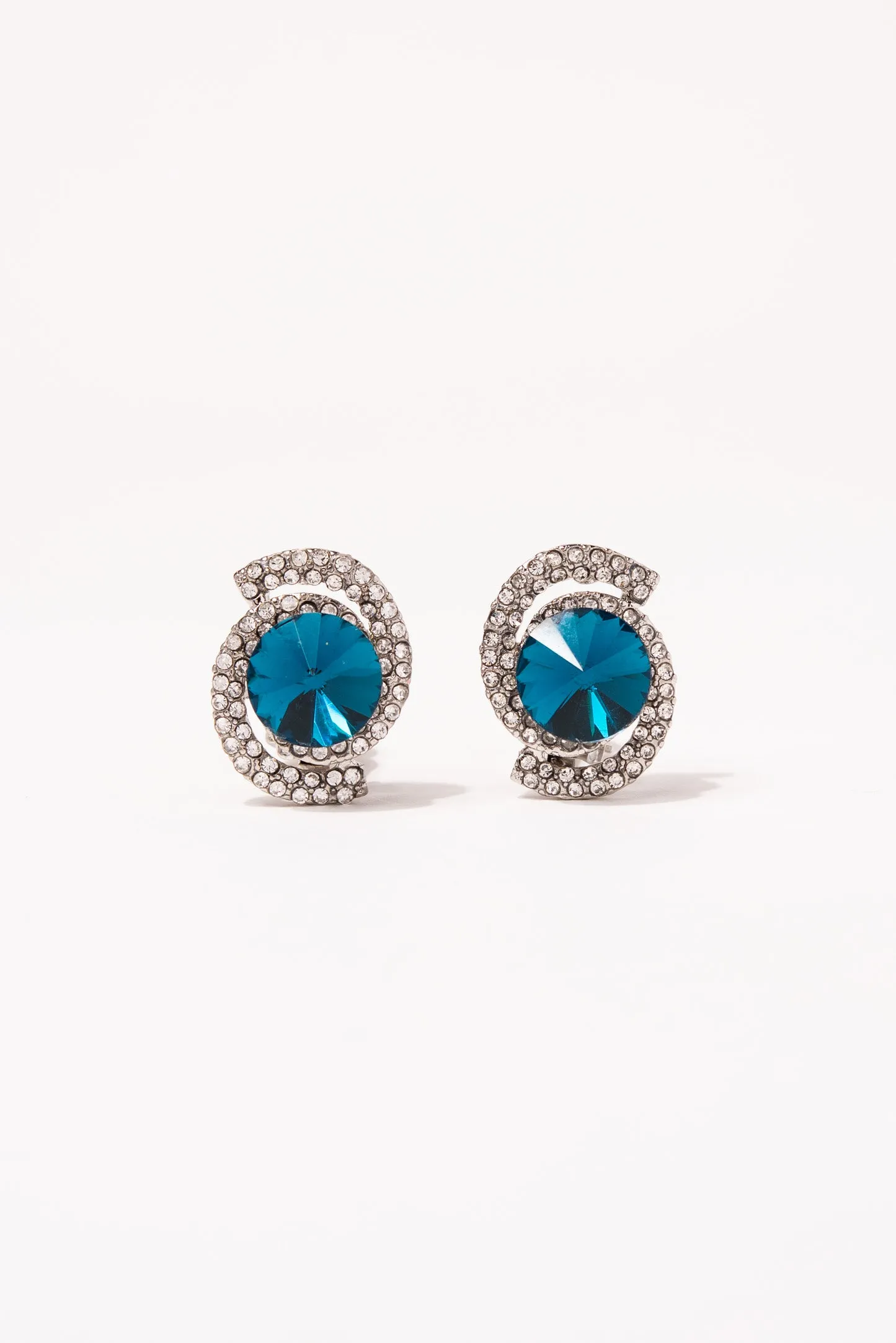 Isabella Orbit Halo Stud Clip-On Earrings - Blue