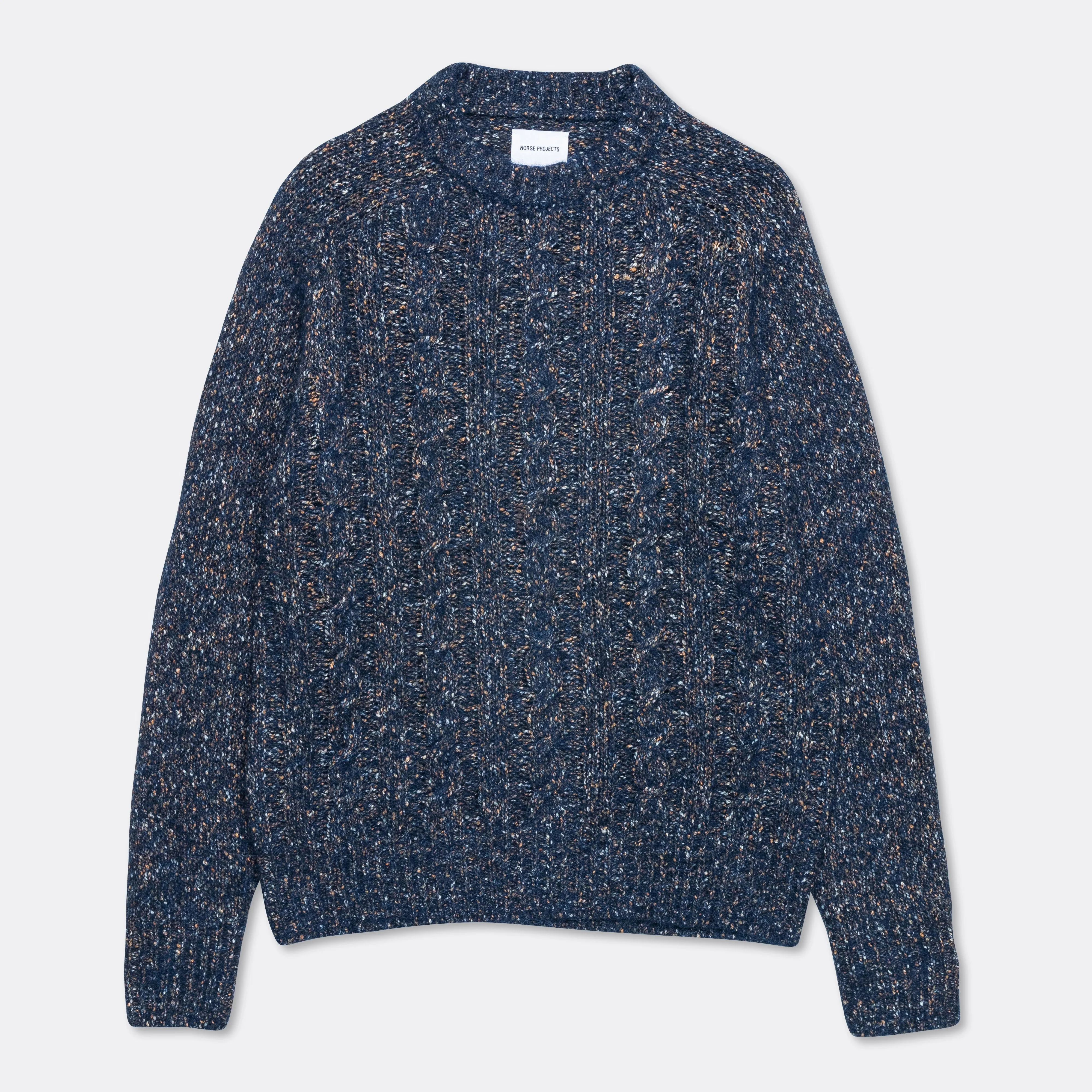 Ivar Cotton Alpaca Cable Sweater - Dark Navy