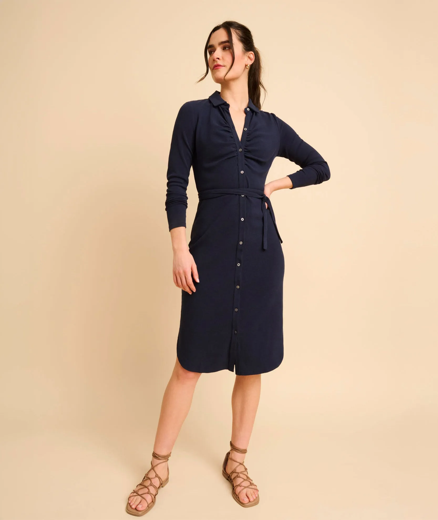 Jersey Ribbed Midi Ramona Shirtdress