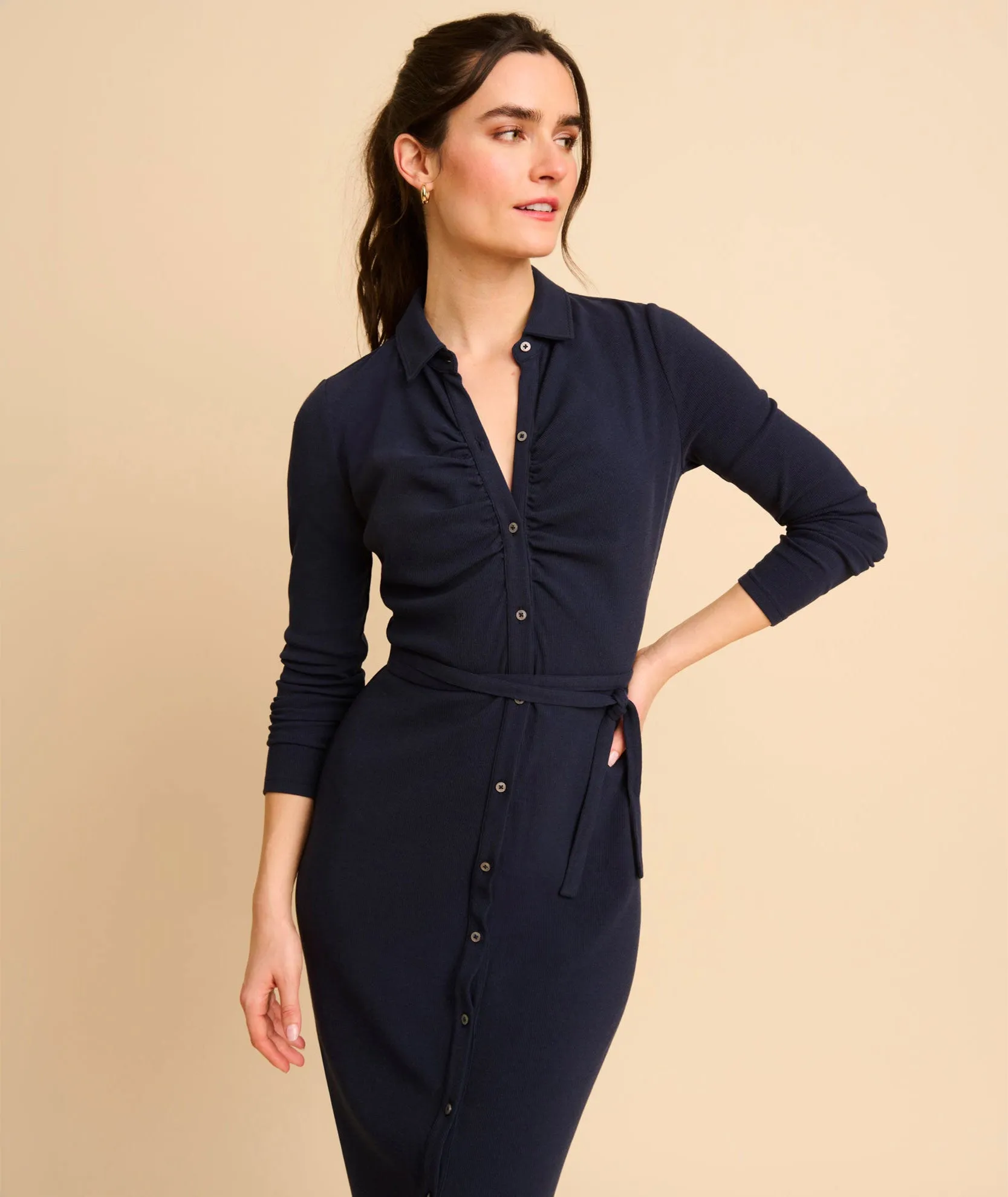 Jersey Ribbed Midi Ramona Shirtdress