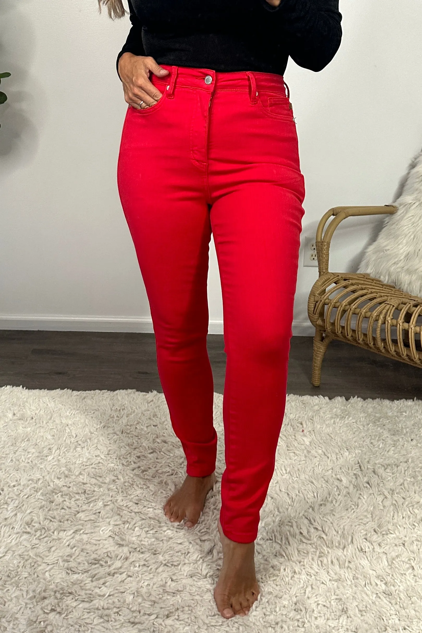 Judy Blue Gracie High Waist Skinny Jean : Red