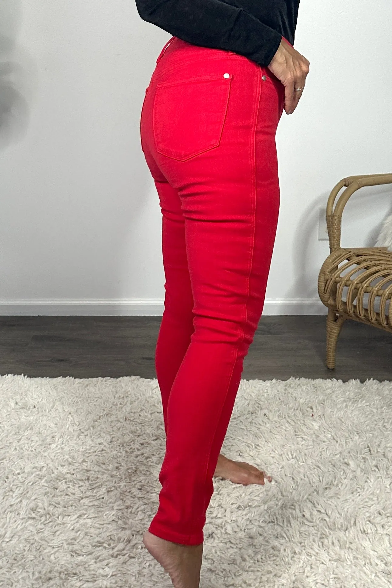 Judy Blue Gracie High Waist Skinny Jean : Red