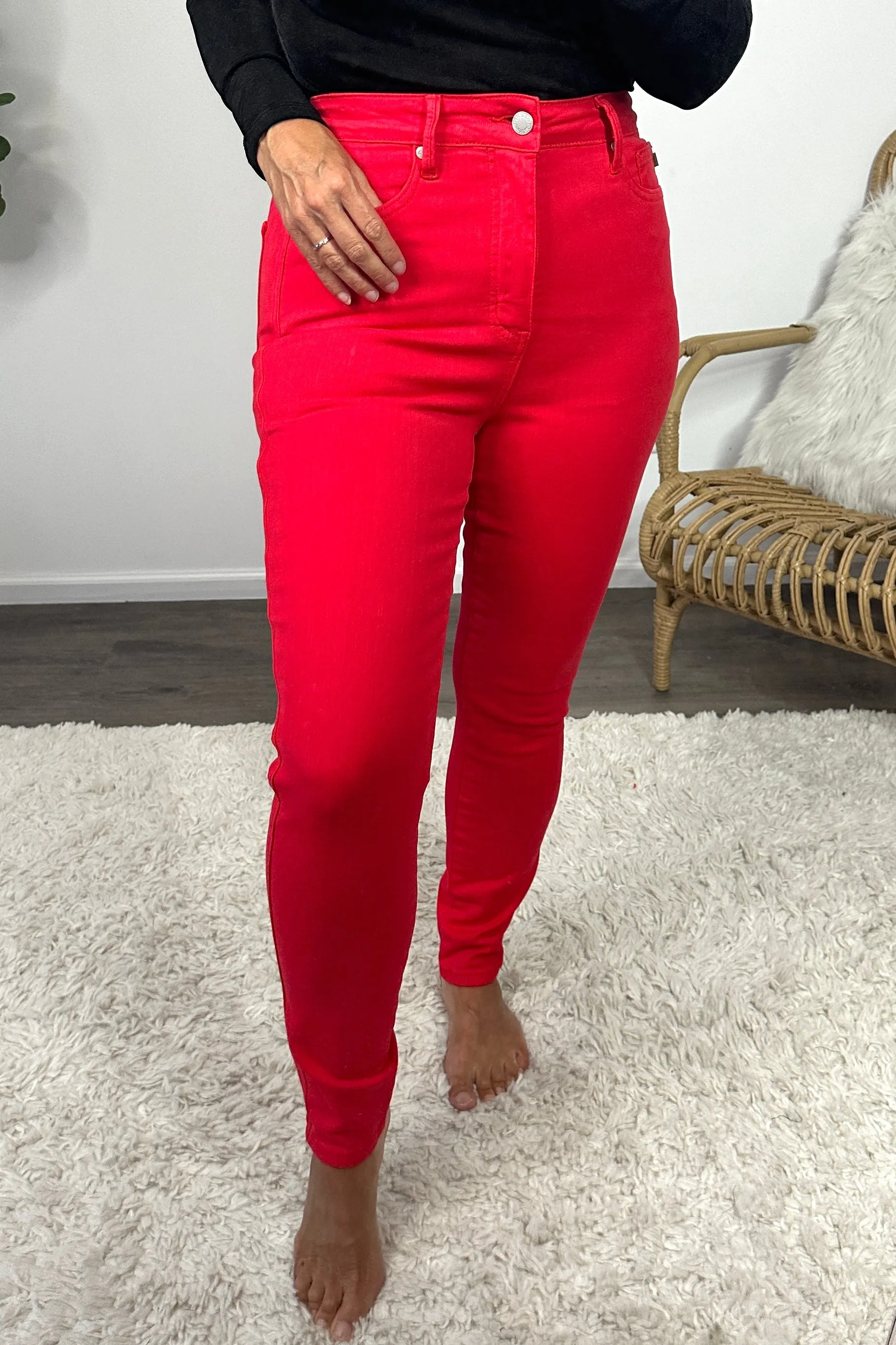 Judy Blue Gracie High Waist Skinny Jean : Red