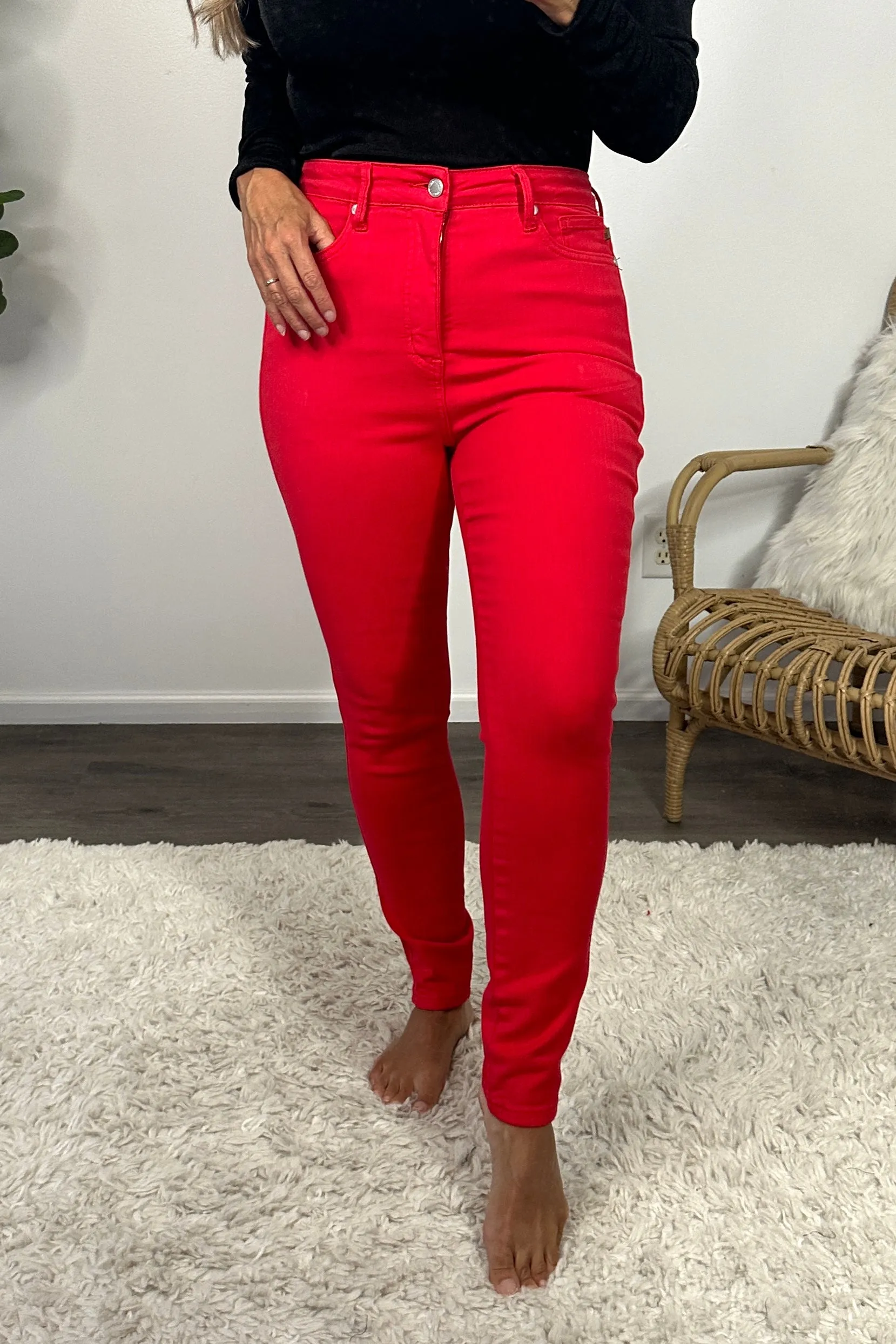 Judy Blue Gracie High Waist Skinny Jean : Red