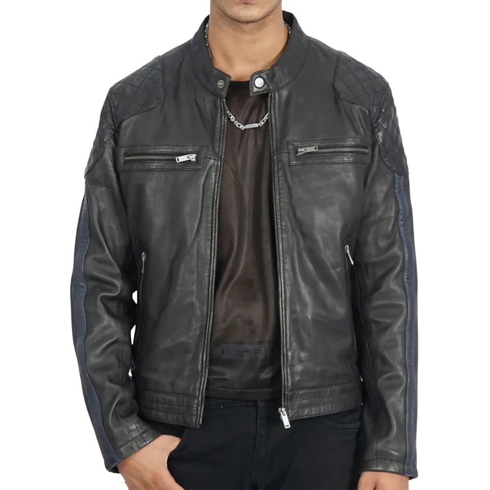 Keith Biker Black Leather Jacket