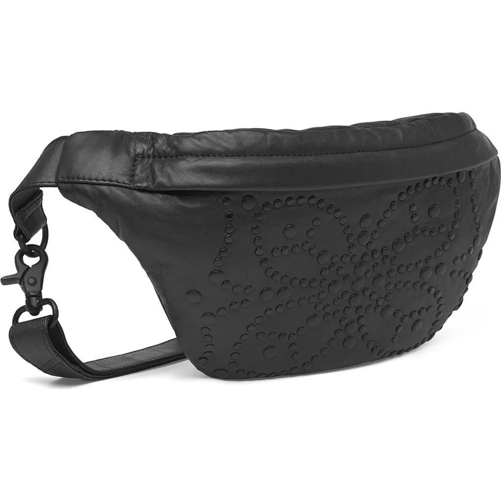 Leather bumbag decorated with matte black studs / 16234 - Black (Nero)