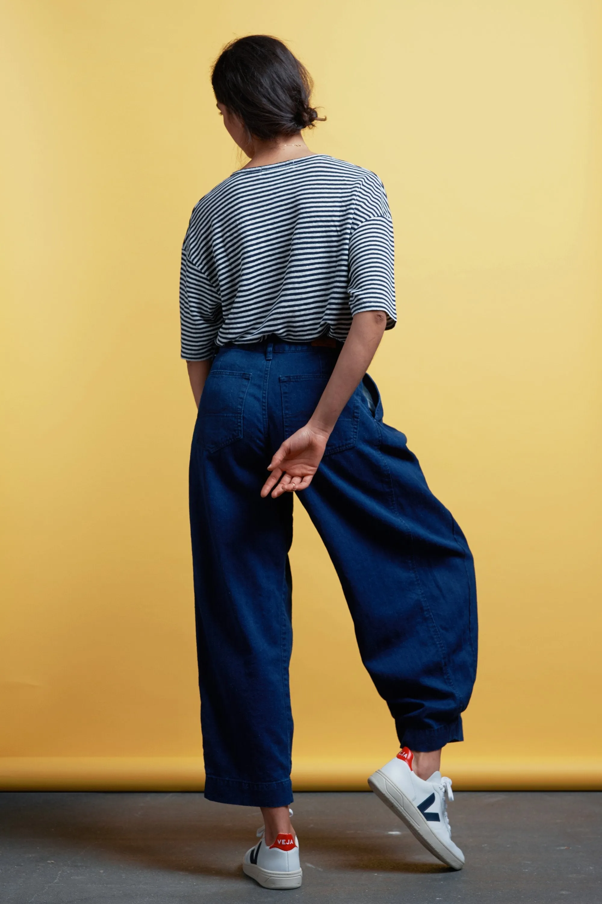 leila pleat blue hemp rinse <br> by Kings Of Indigo