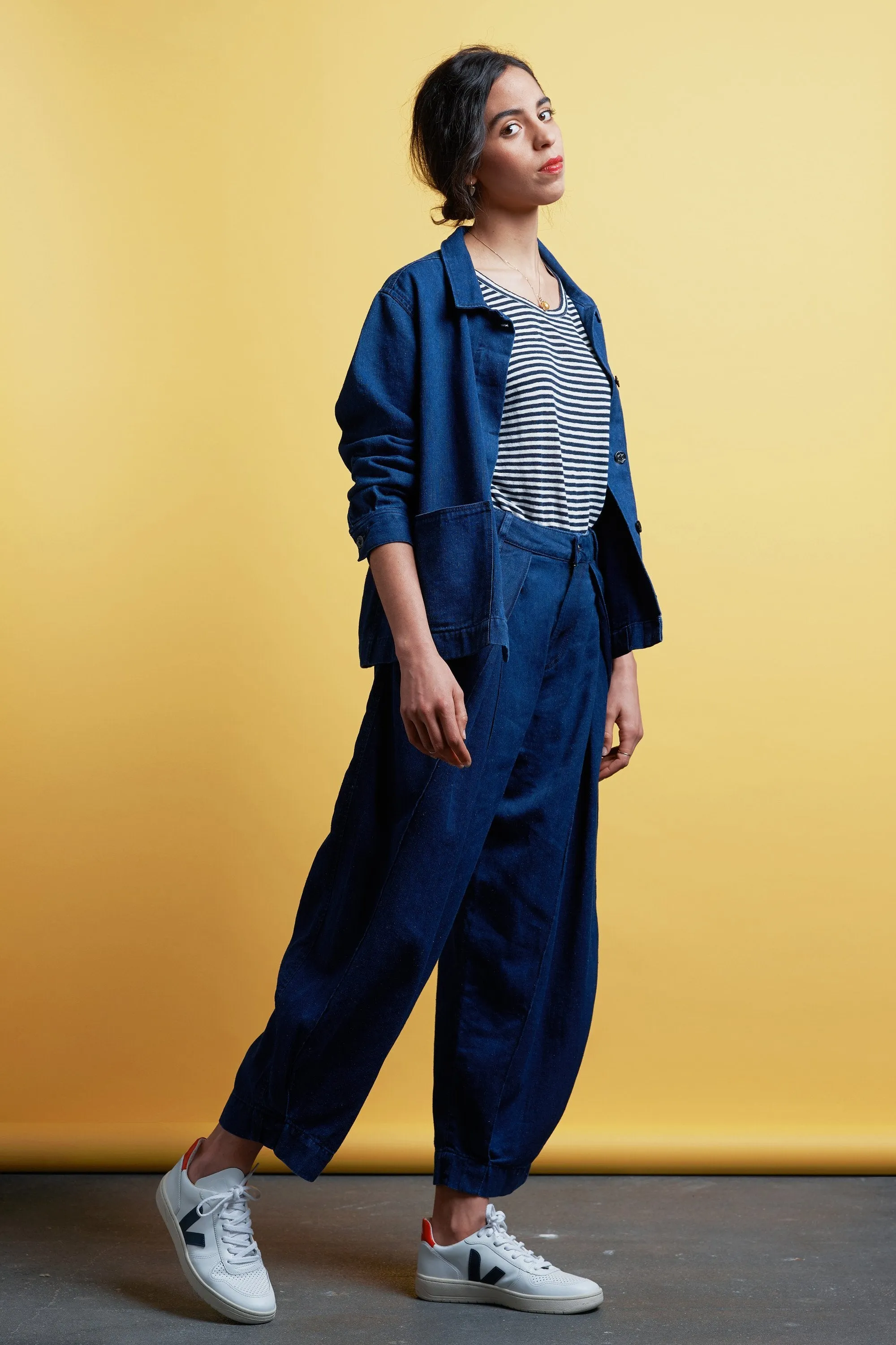 leila pleat blue hemp rinse <br> by Kings Of Indigo