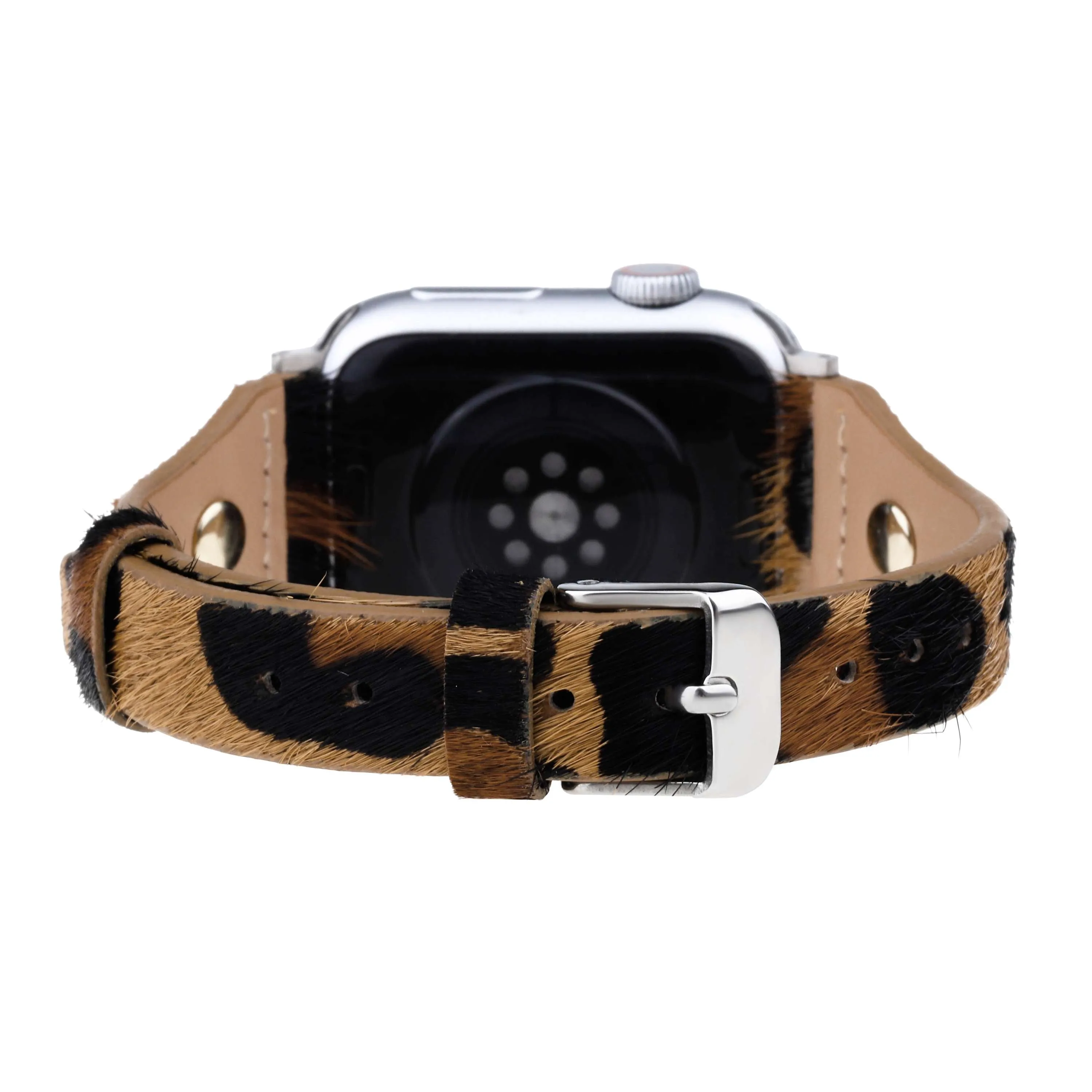 Leopard on Silver Apple Watch Strap