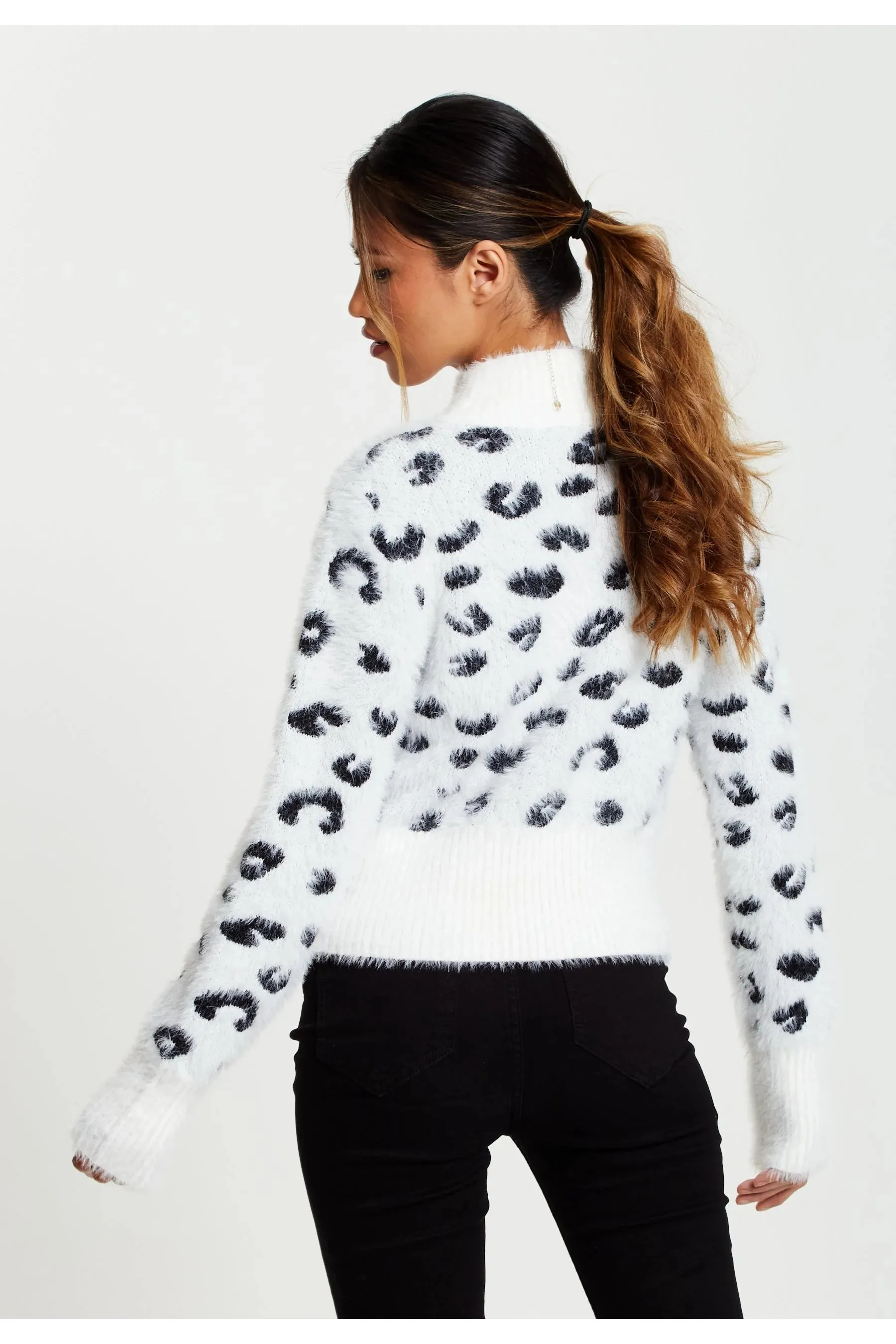 Liquorish Fluffy Animal High Neck Jumper