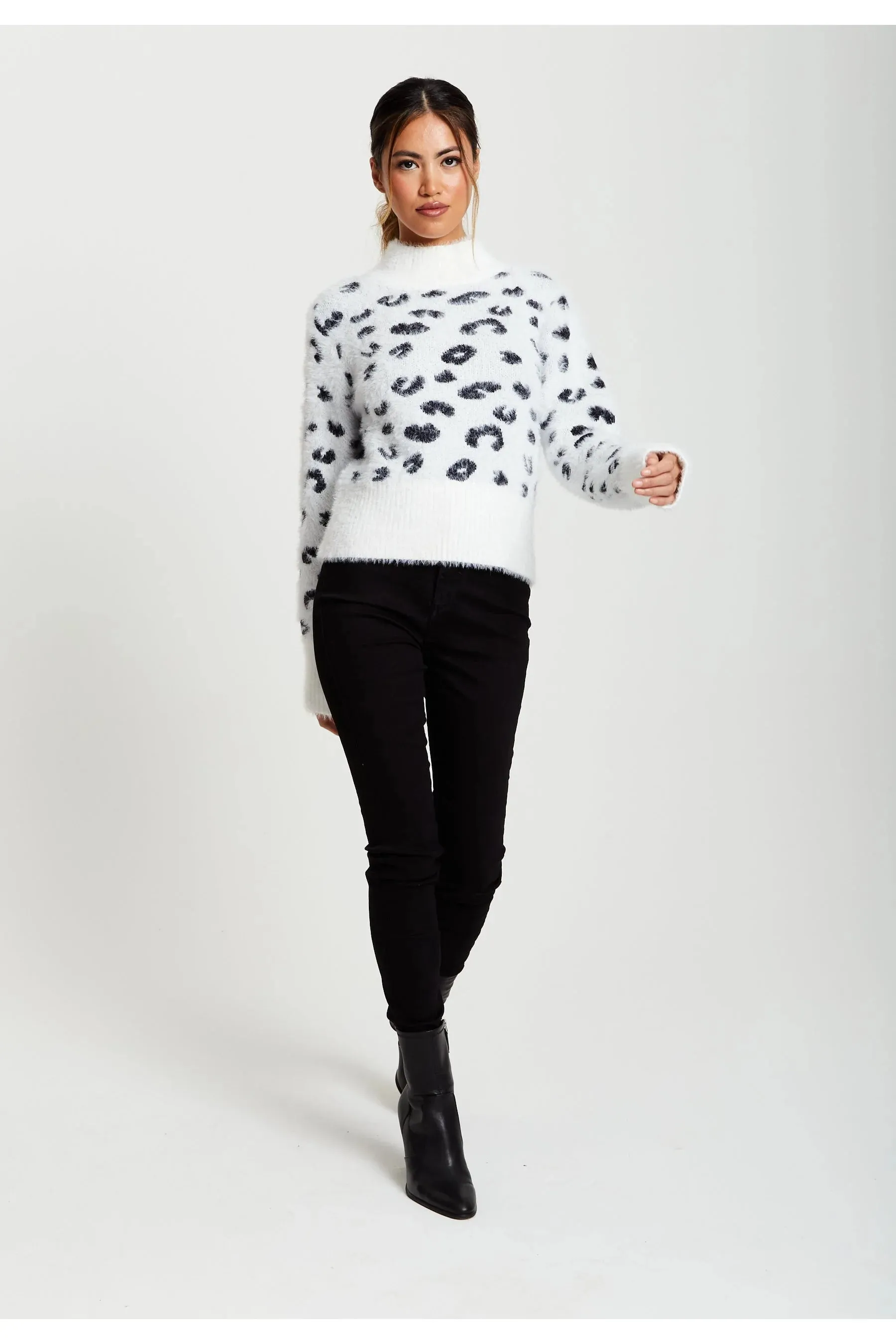 Liquorish Fluffy Animal High Neck Jumper