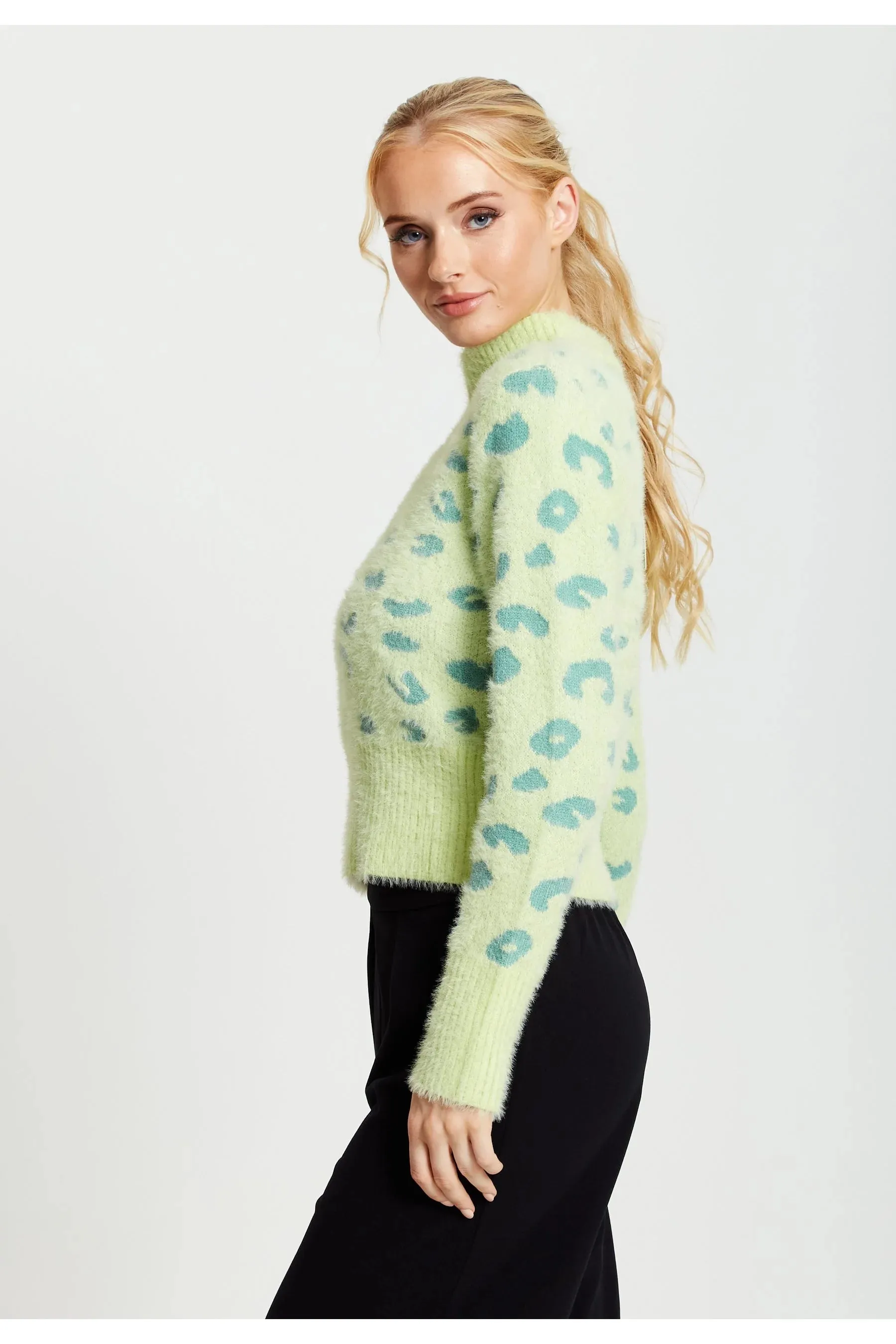 Liquorish Fluffy Animal High Neck Jumper