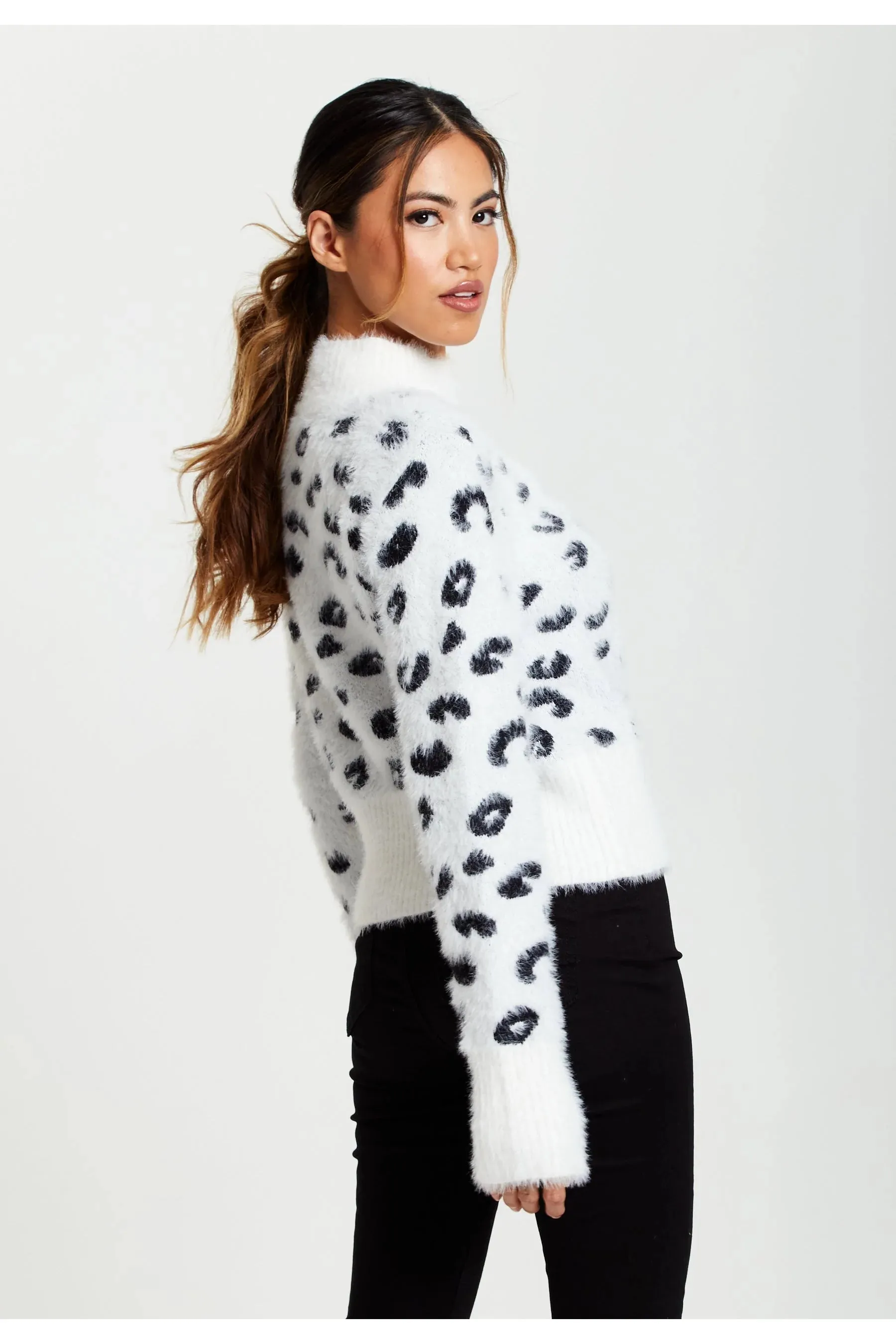 Liquorish Fluffy Animal High Neck Jumper