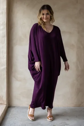 Long Sleeve Maxi Miracle Dress in Berry