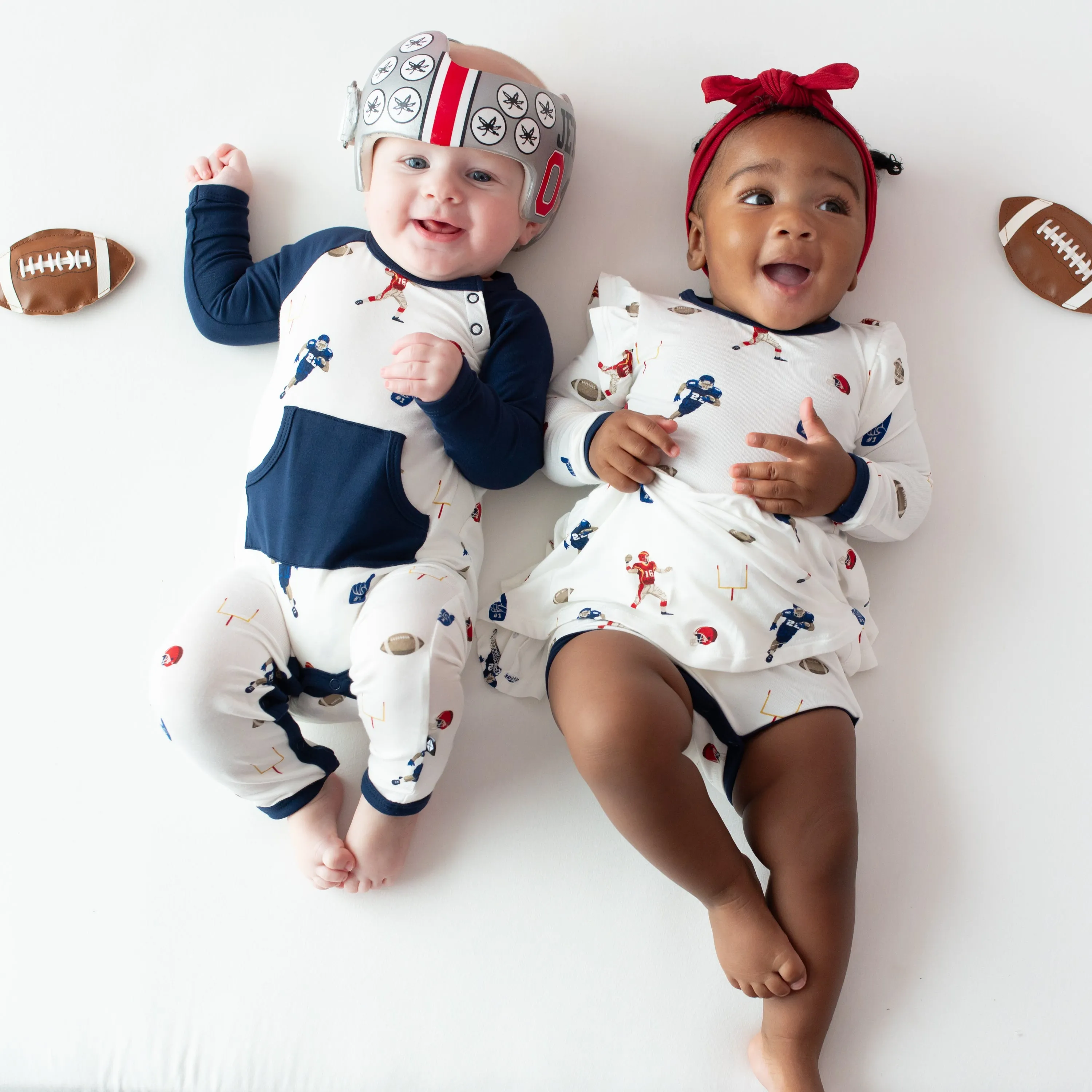 Long Sleeve Twirl Bodysuit Dress in Football