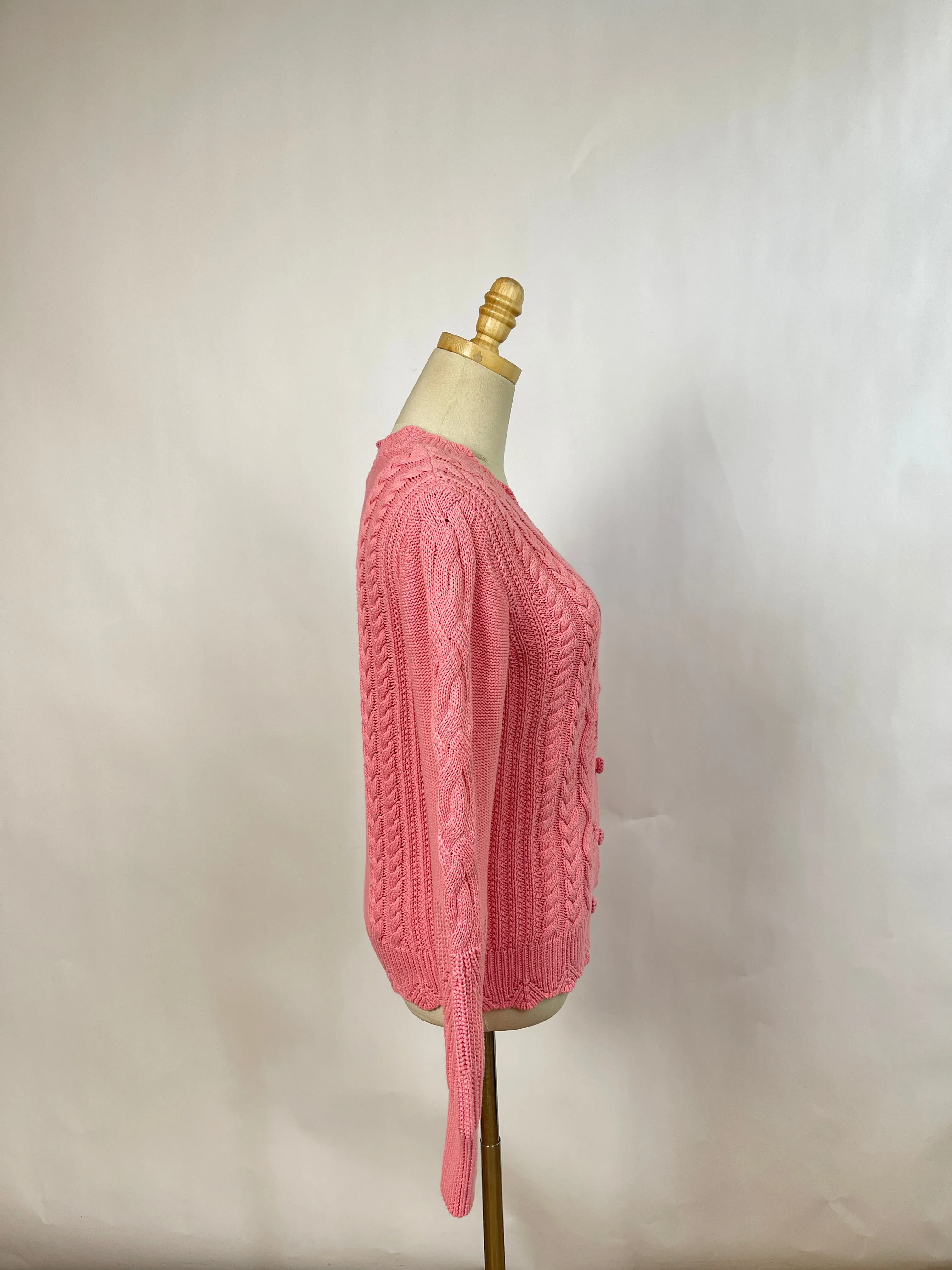 Love Shack Fancy Pink Cotton Cardigan (S)