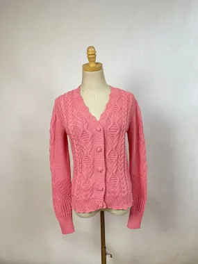 Love Shack Fancy Pink Cotton Cardigan (S)