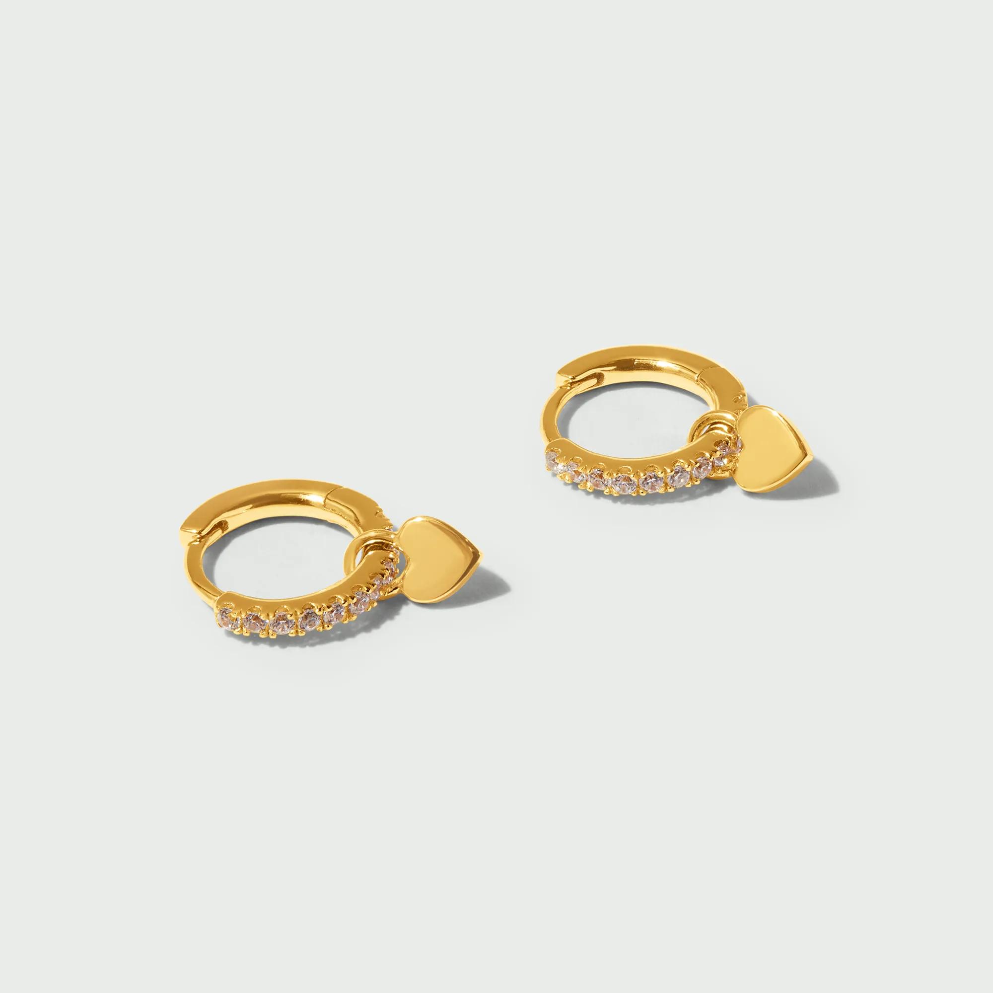 LUXE Pave Heart Huggie Hoop Earrings