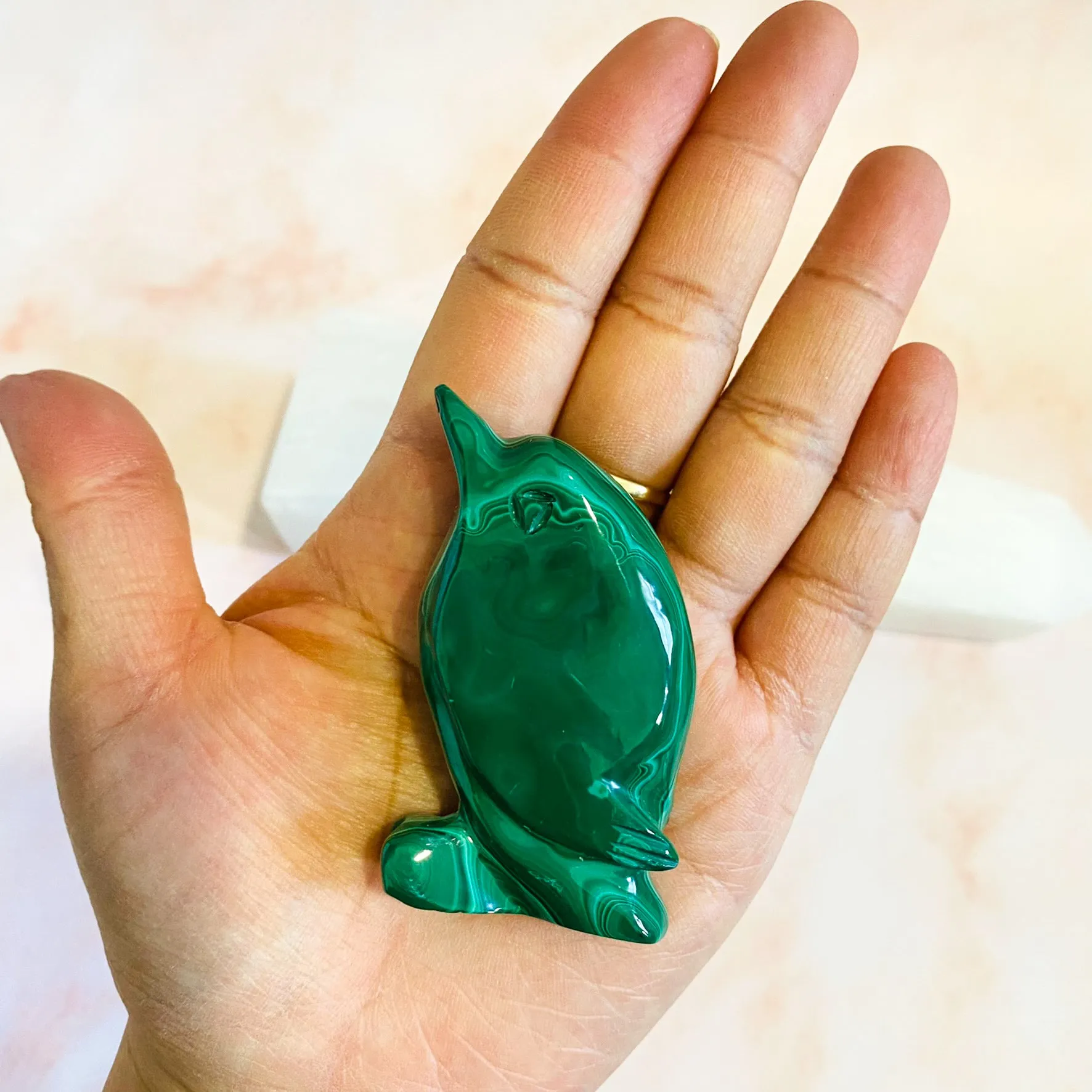 Malachite Dolphin Carvings, 2.3" Dolphin Crystal, Stone of Transformation, Crystal Carvings, Hand Carved Dolphin Decor