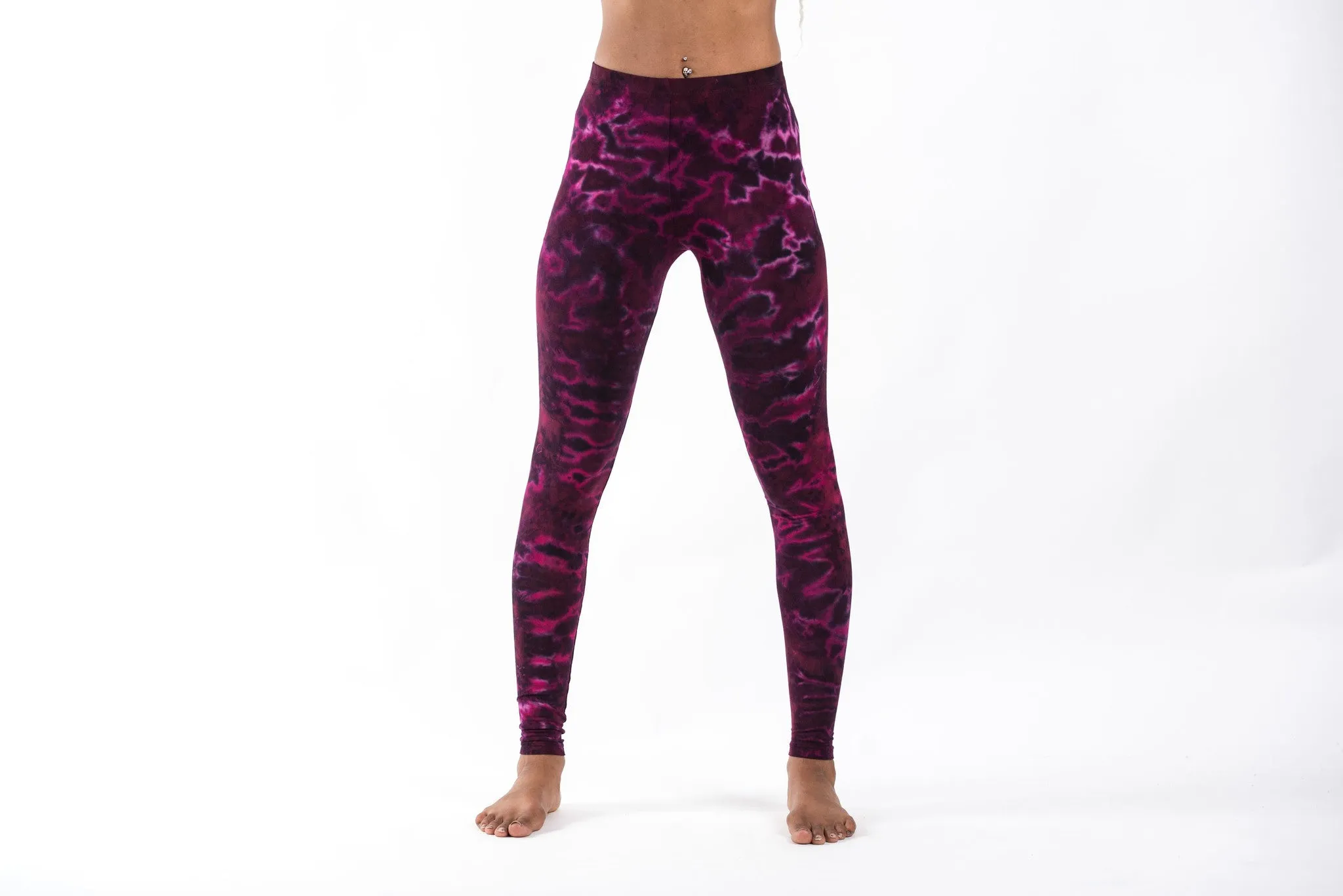 Marble Tie Dye Cotton Leggings in Magenta