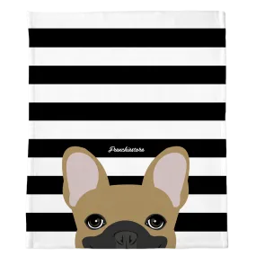 Masked Fawn French Bulldog on Black Stripes | Frenchie Blanket