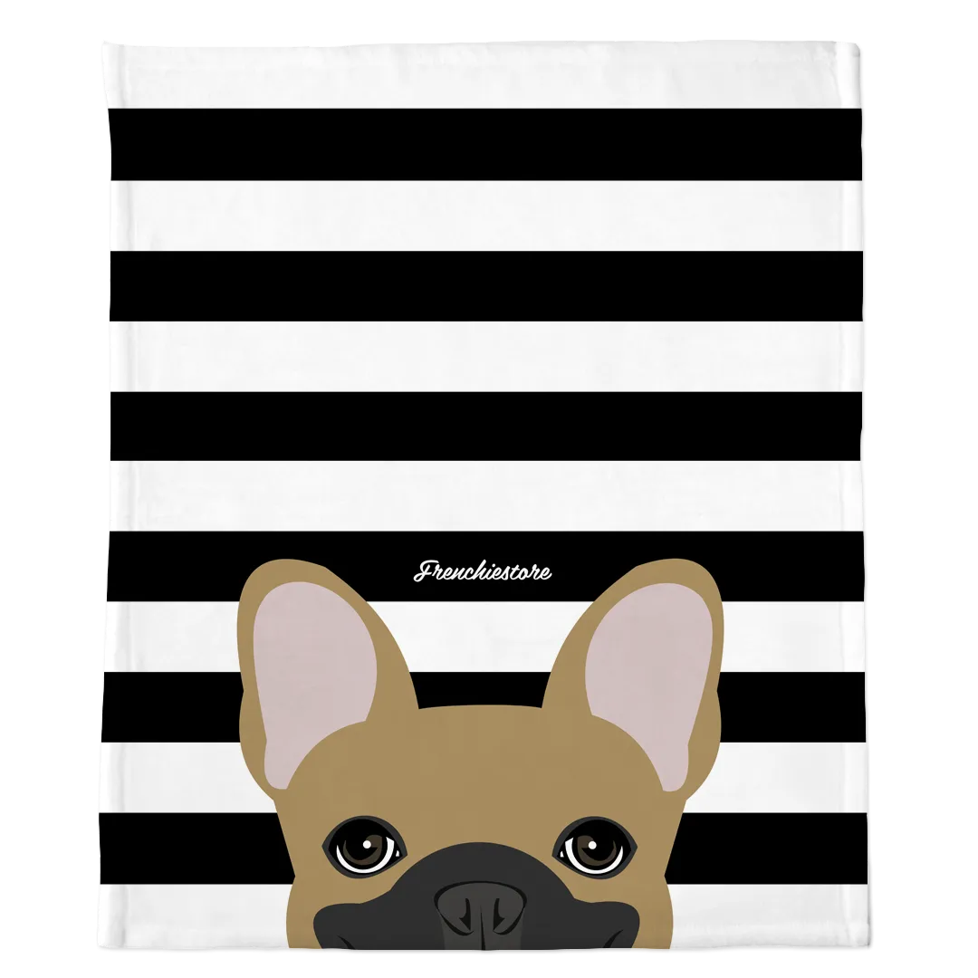 Masked Fawn French Bulldog on Black Stripes | Frenchie Blanket