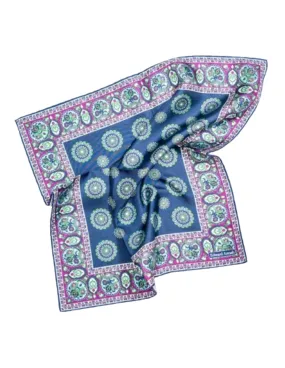 Medallions Print Pocket Square | Navy Mix