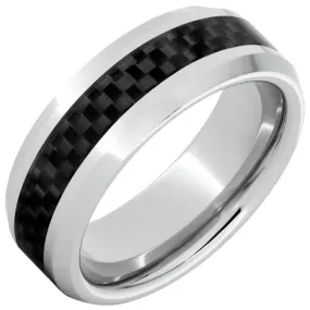 Men's Beveled Edge with Carbon Fiber Inlay Wedding Band