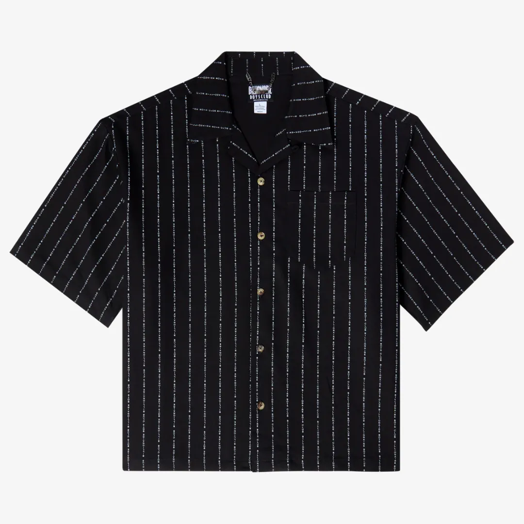 mens billionaire boys club orions belt woven s/s button up (black)