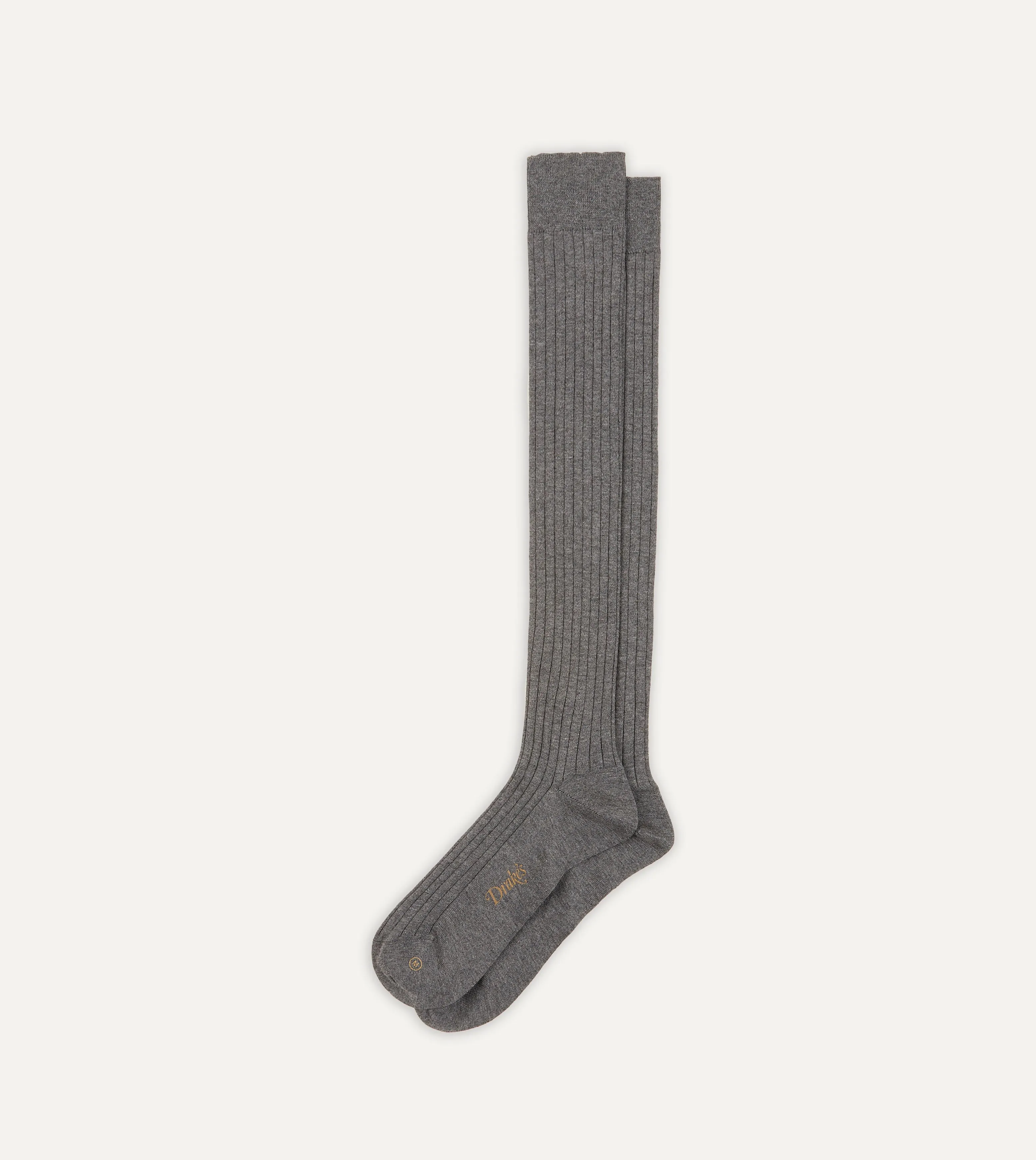 Mid-Grey Cotton Over-the-Calf Socks