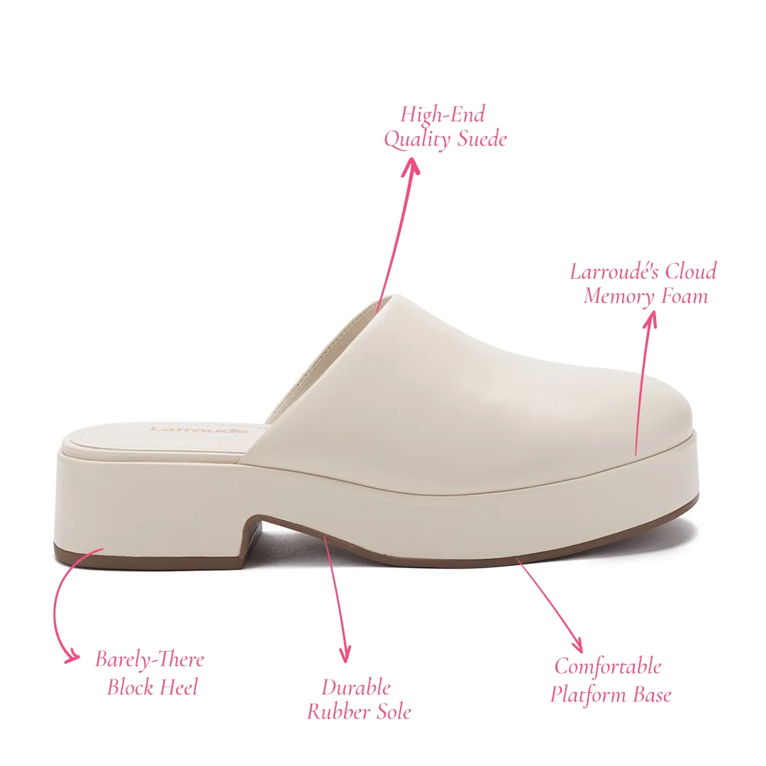 Miso Flatform Clog In Ivory Leather