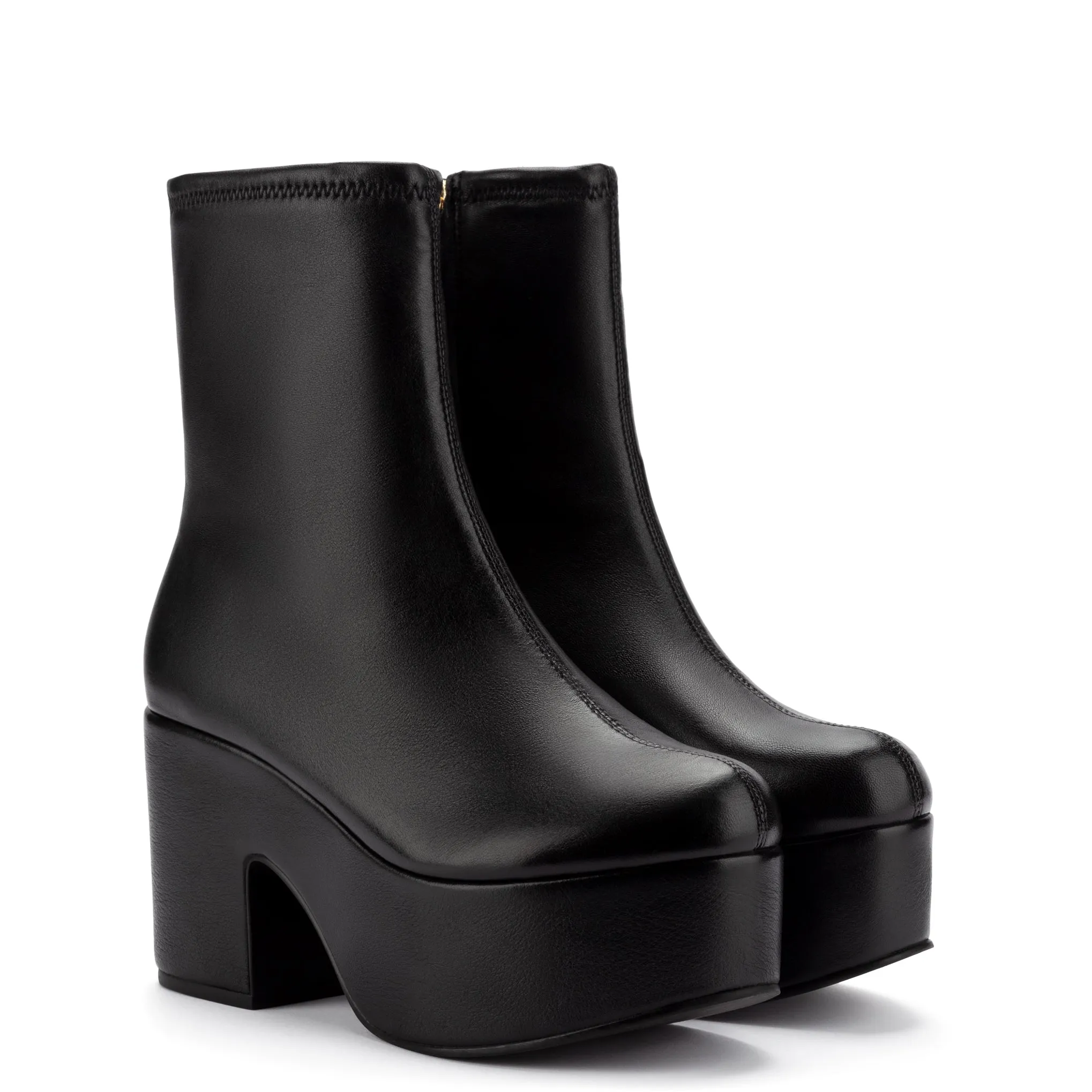 Miso Platform Boot In Black Stretch Leather