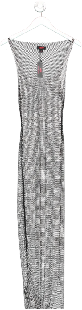 Misspap Black Miss Joslin Premium Fishnet Maxi Dress UK M